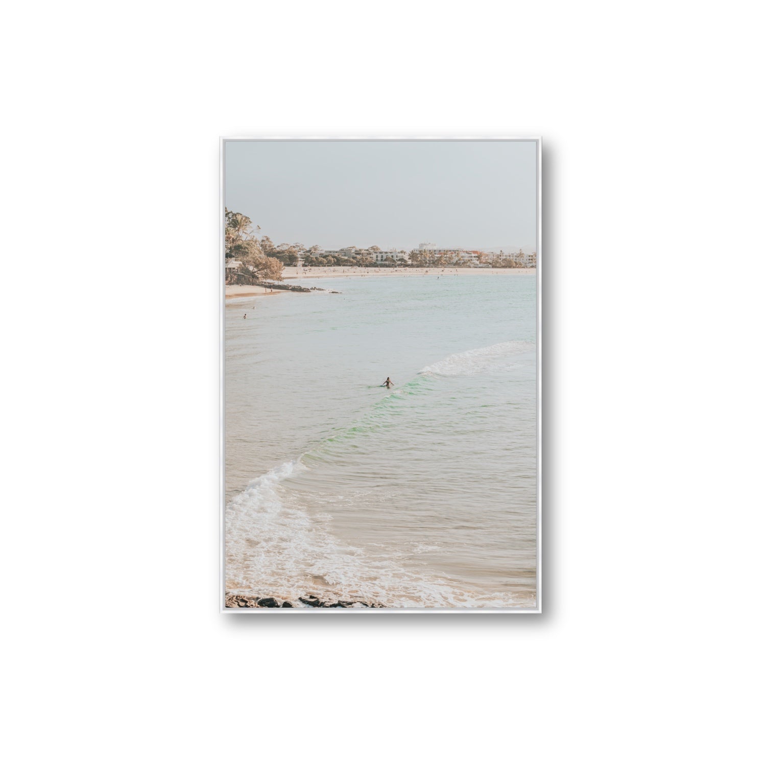 Salt Reverie fine art print, Noosa, Australia, coastal scenes artwork, Extra Large, White Float Frame, Fine Art Canvas