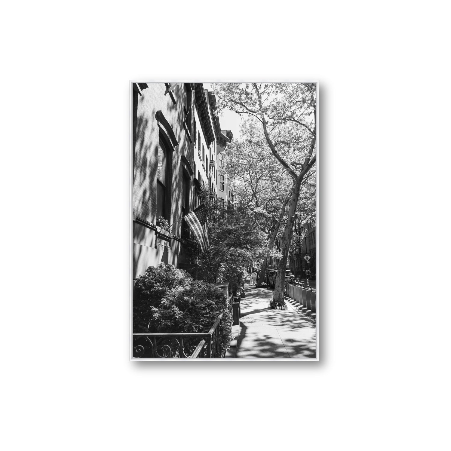 Urban Patriotism New York NYC Black & White wall art Extra Large fine art canvas in white float frame
