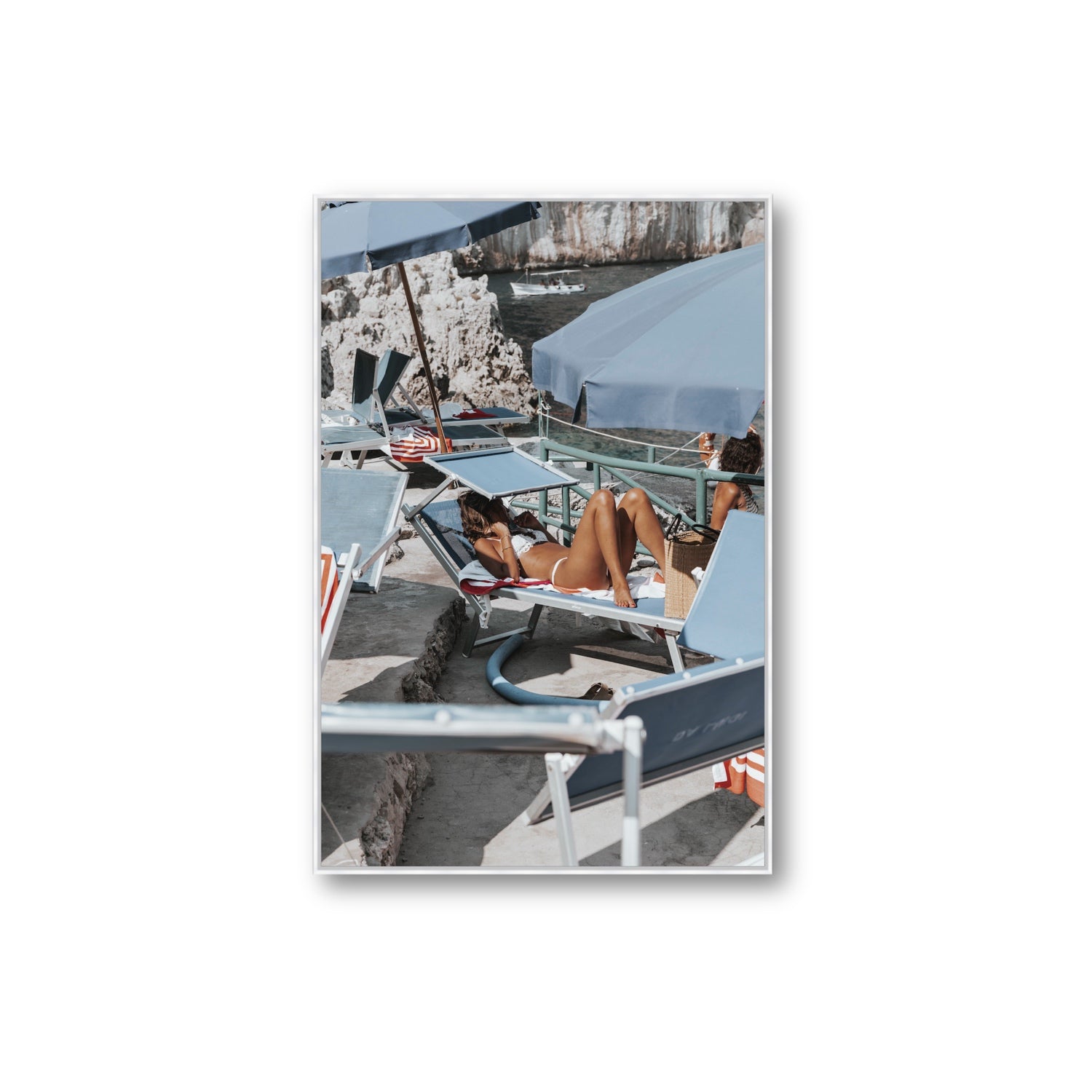 Beach Babe fine art print, Capri, Italy, Extra Large, White Float Frame, Fine Art Canvas