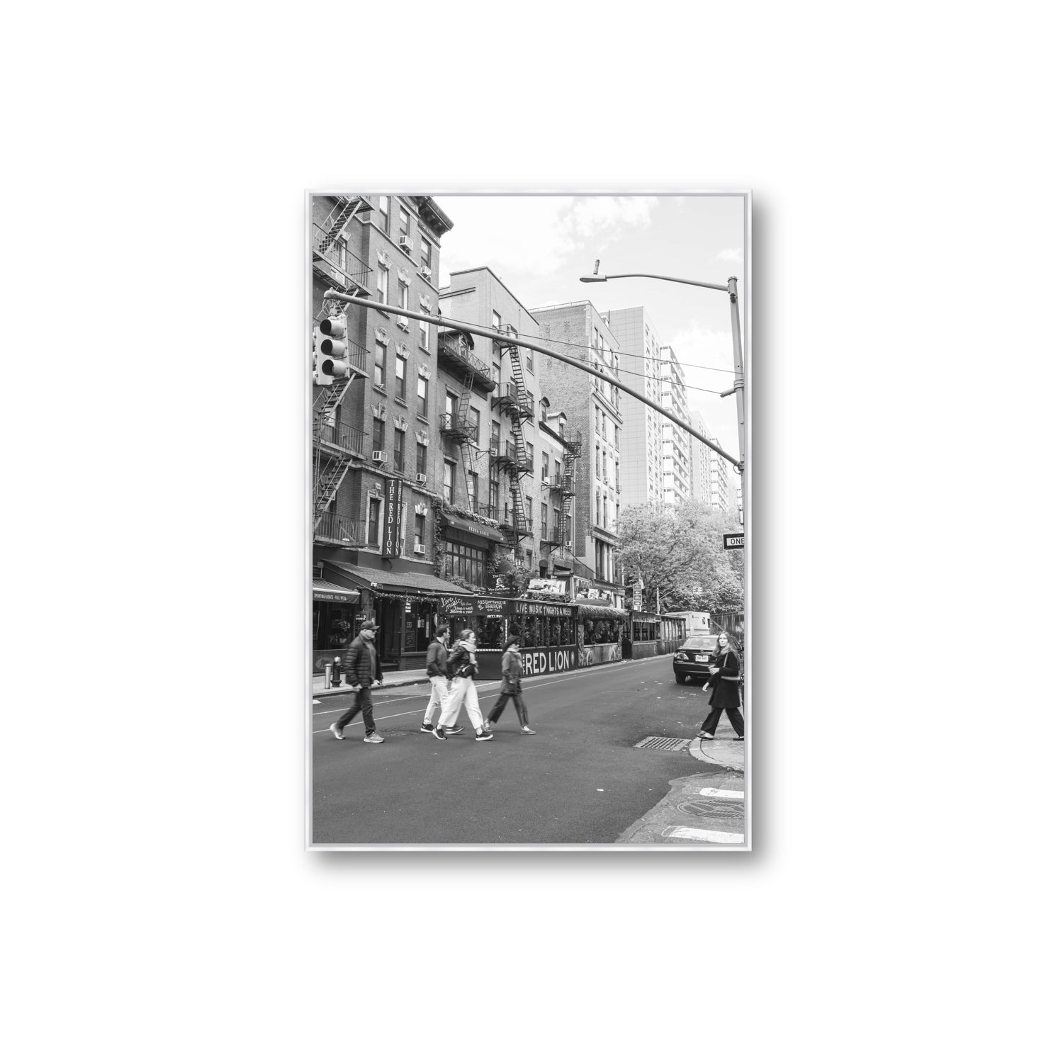 Spectral Streets New York NYC Black & White wall art Extra Large fine art canvas in white float frame