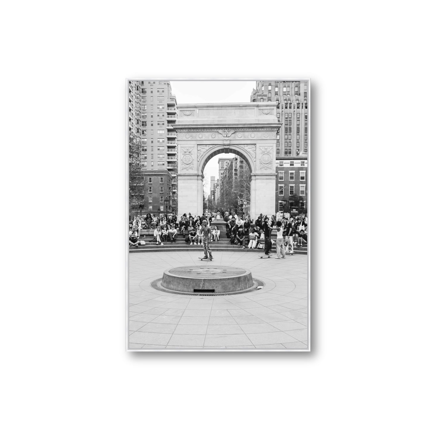Concrete Conqueror New York NYC Skateboard wall art Extra Large fine art canvas in white float frame