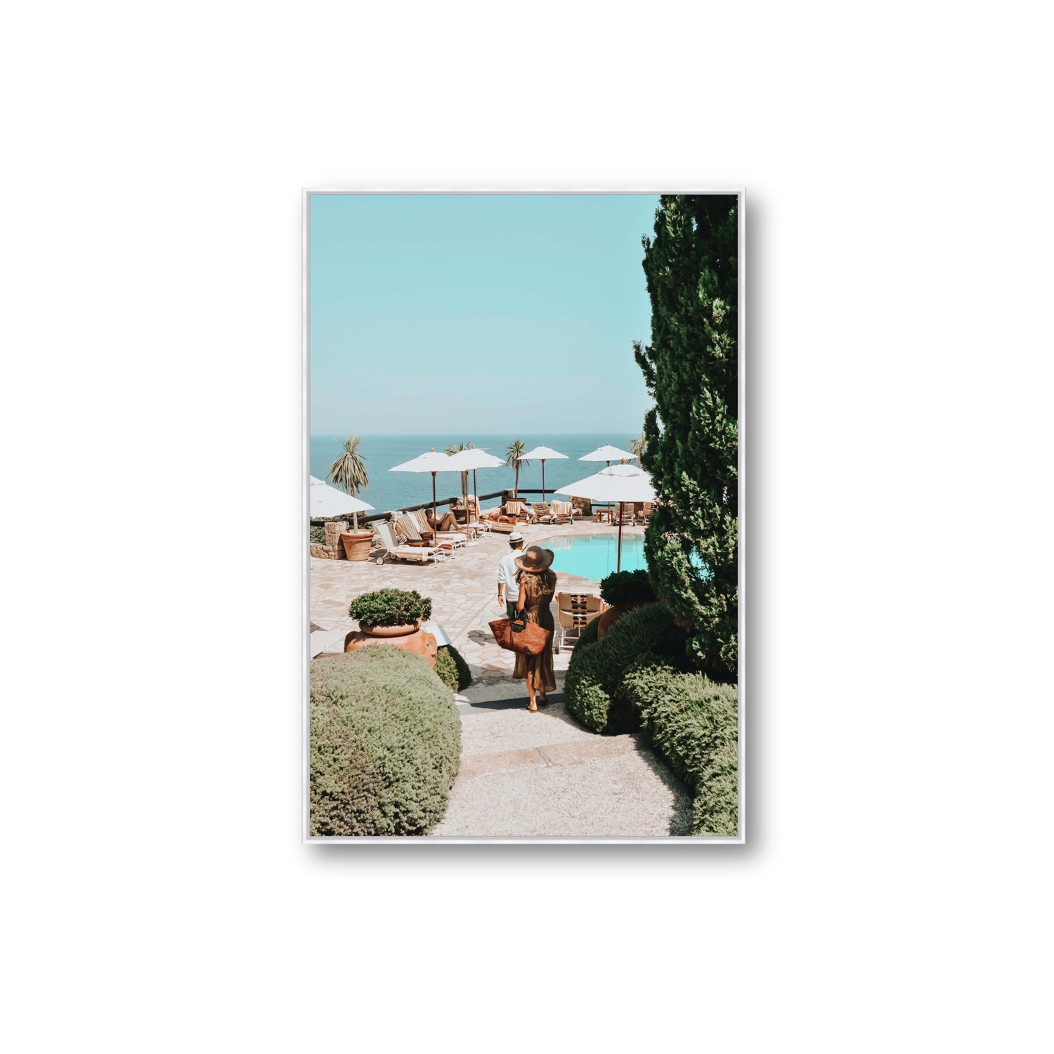 The World Is Your Catwalk Tuscany coastal wall art Extra Large fine art canvas in white float frame