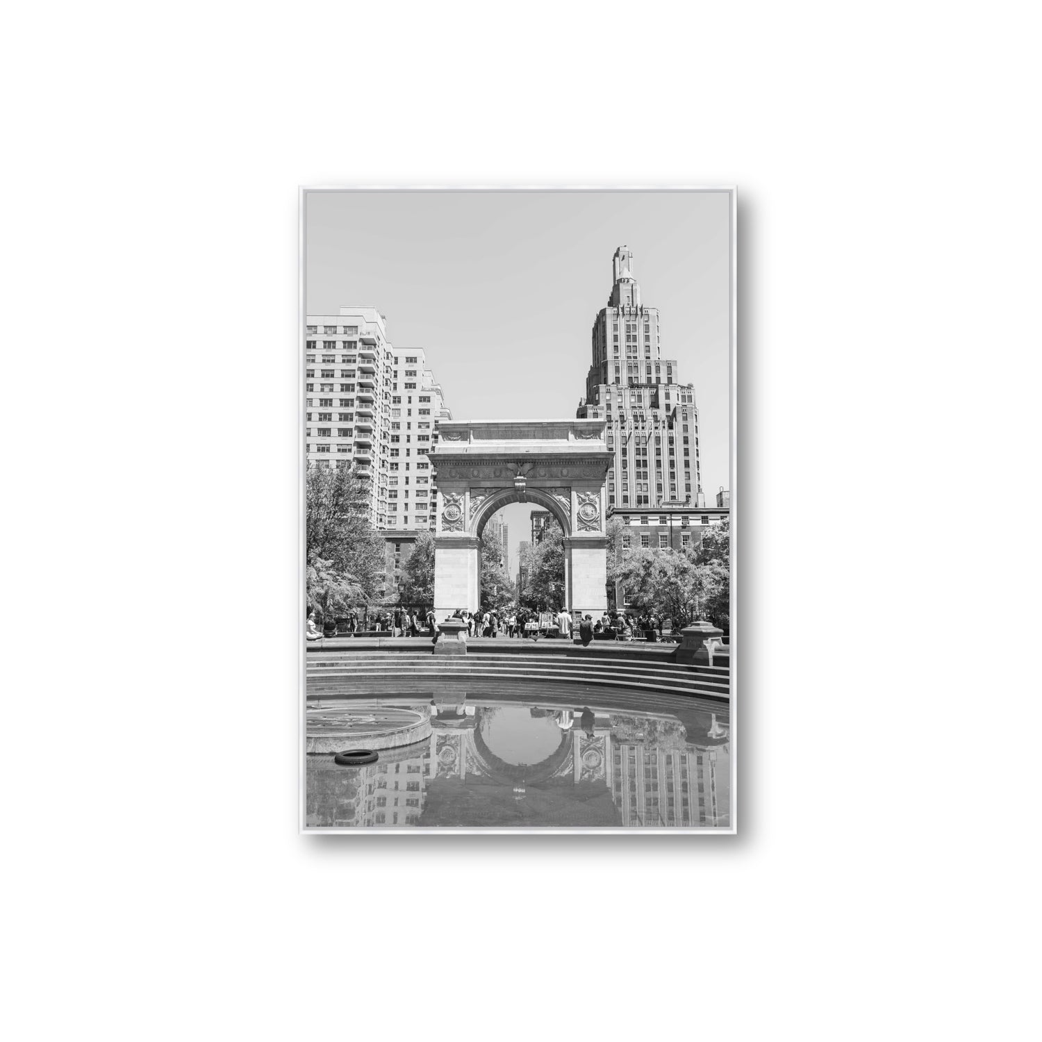 Washington Skyline New York NYC Black & White wall art Extra Large fine art canvas in white float frame
