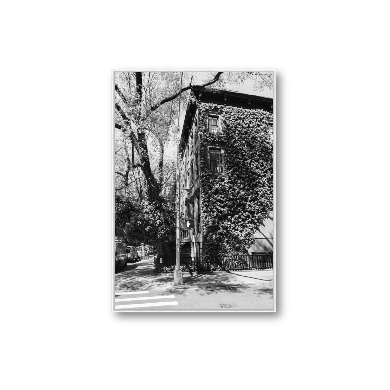 Vertical Garden New York NYC Black & White wall art Extra Large fine art canvas in white float frame