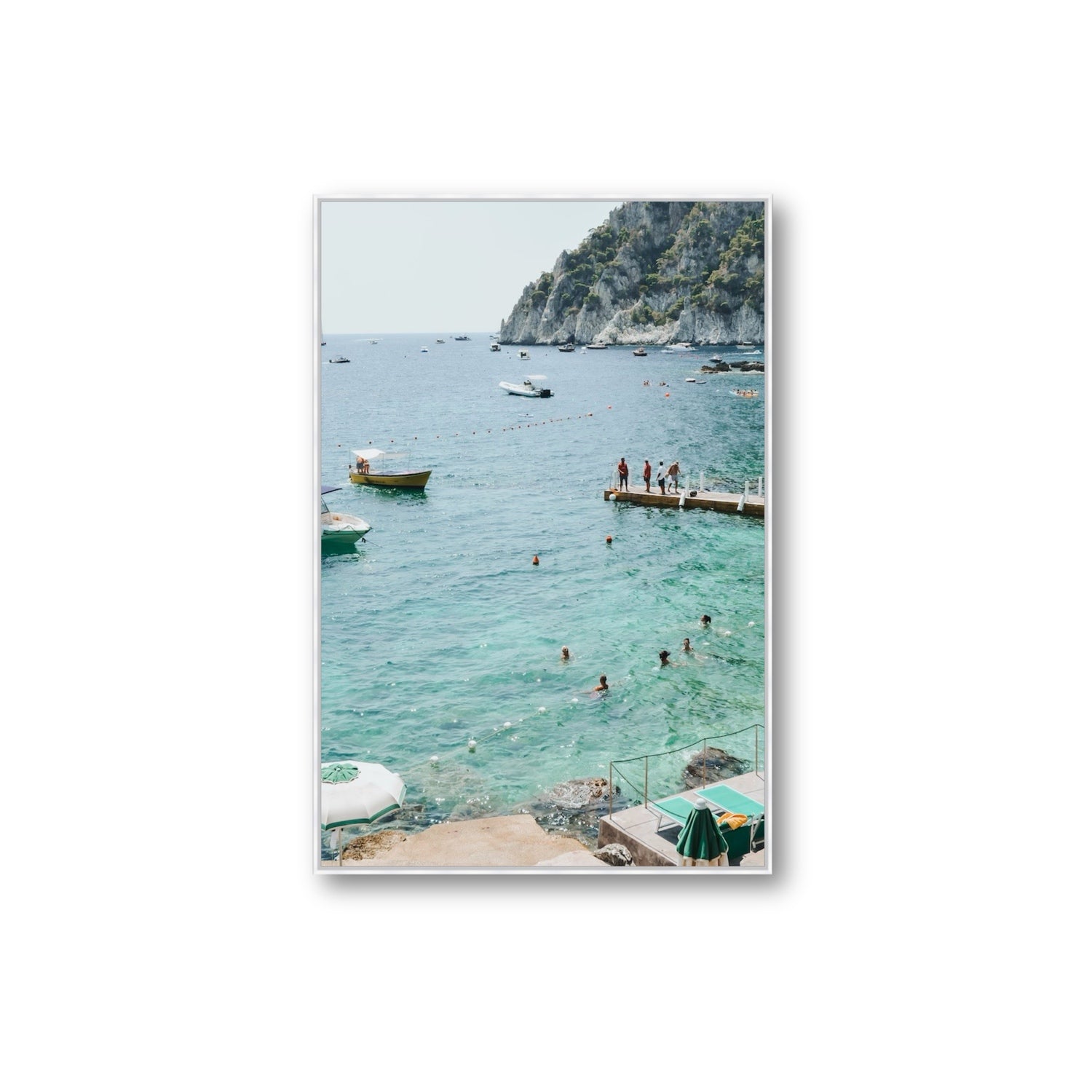 Delizia Pomeridiana Capri coastal wall art Extra Large fine art canvas in white float frame
