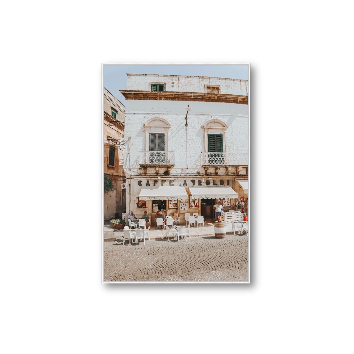 L'Ora di Pranzo Puglia L’Ora di Pranzo Italian art print Extra Large fine art canvas in white float frame