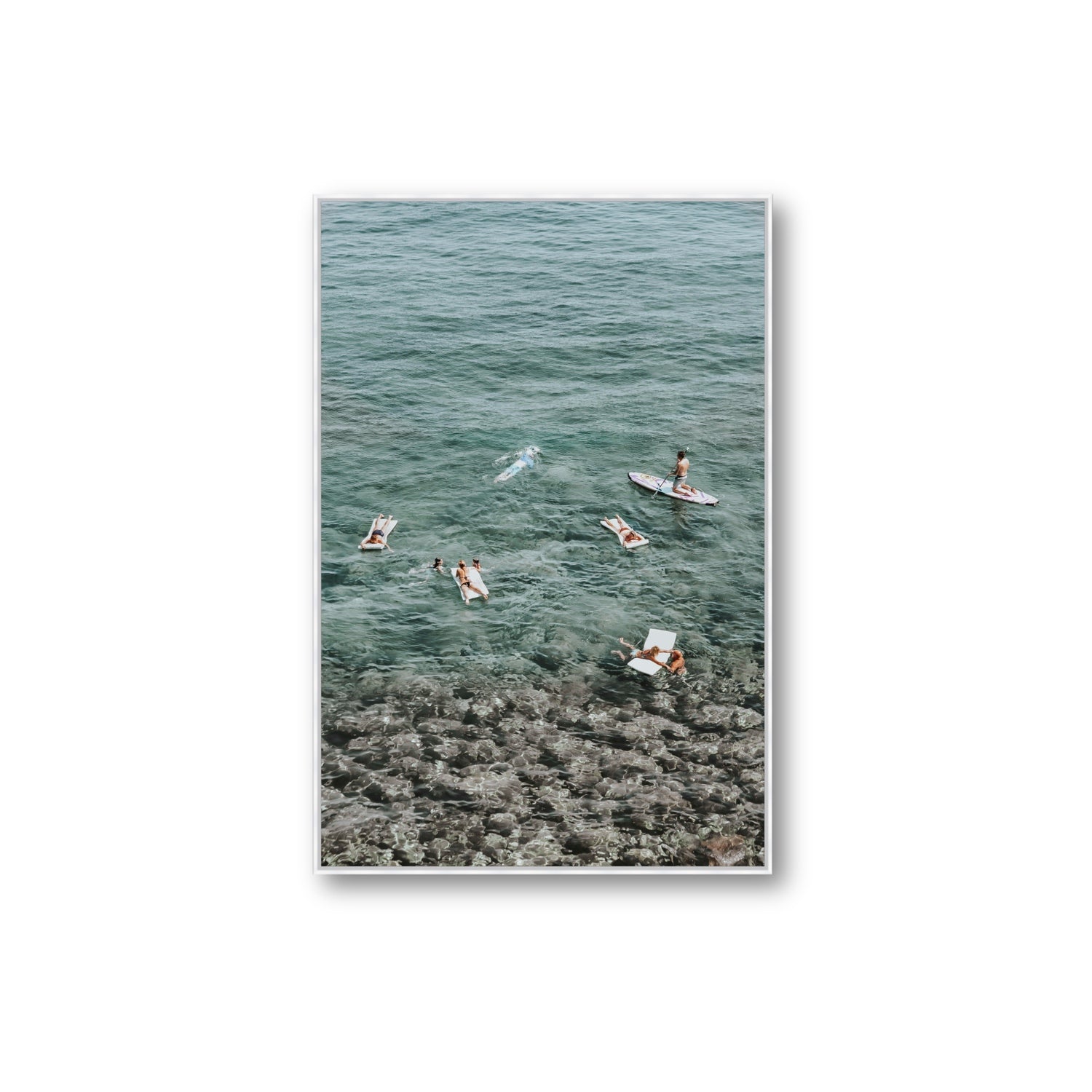 The Big Chill Tuscany coastal Italian wall art Extra Large fine art canvas in white float frame