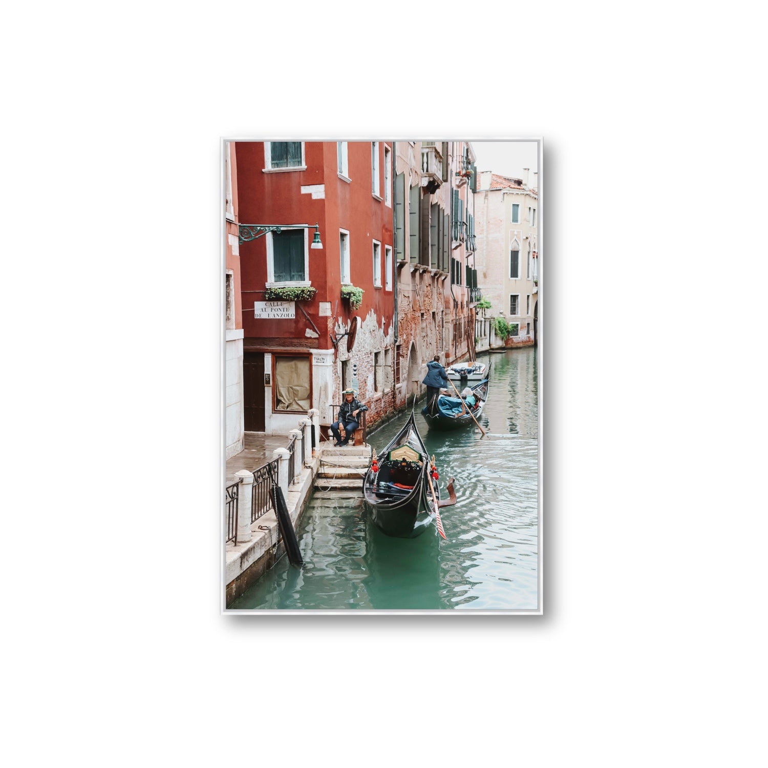 The Merchant Venice Canal Italian wall art Extra Large fine art canvas in white float frame