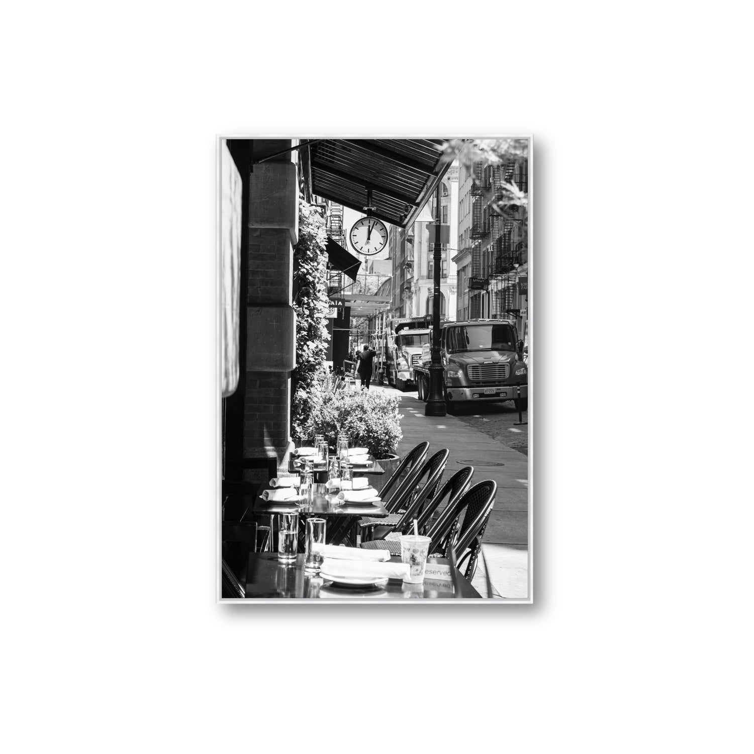 Mercer Street New York NYC Black & White wall art Extra Large fine art canvas in white float frame