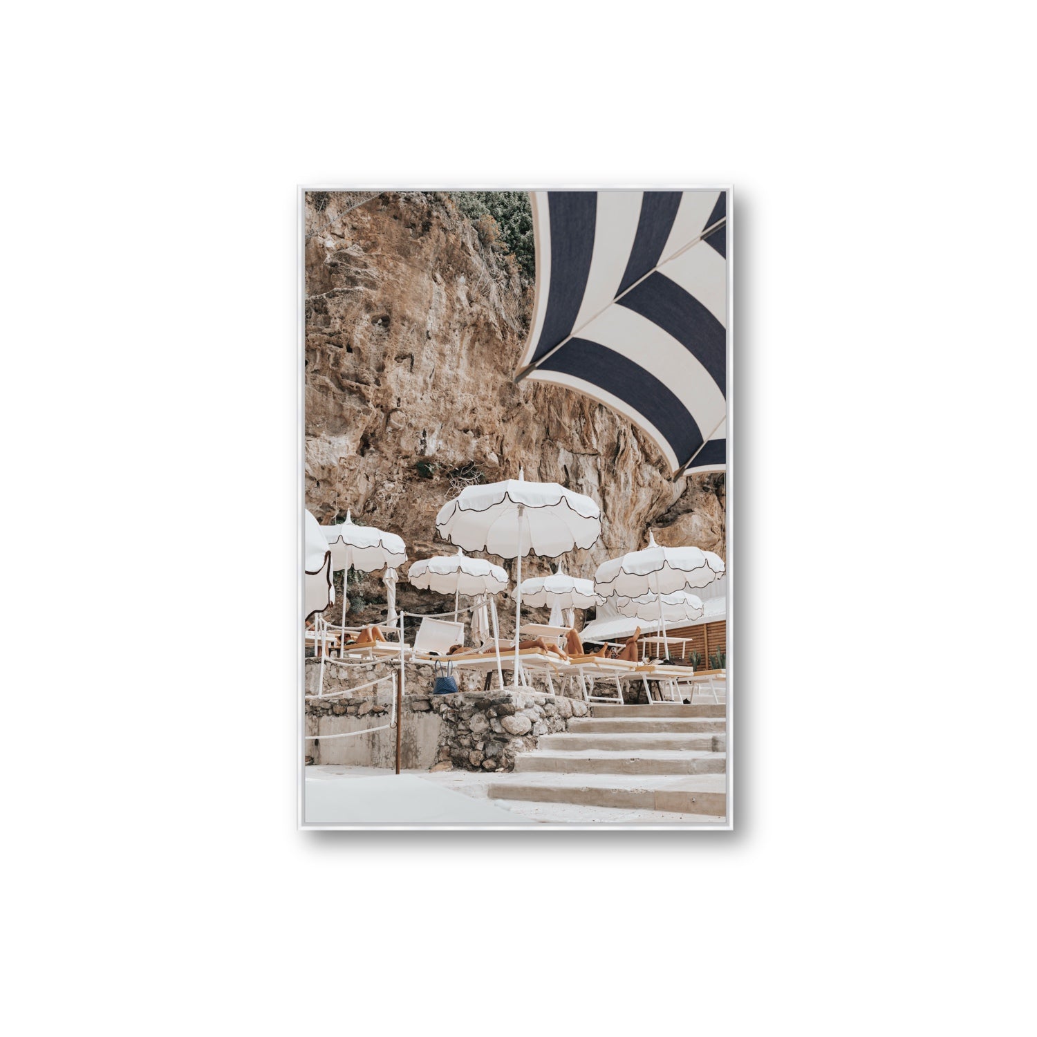 Rocky Refuge fine art print, Positano, Italy, Extra Large, White Float Frame, Fine Art Canvas