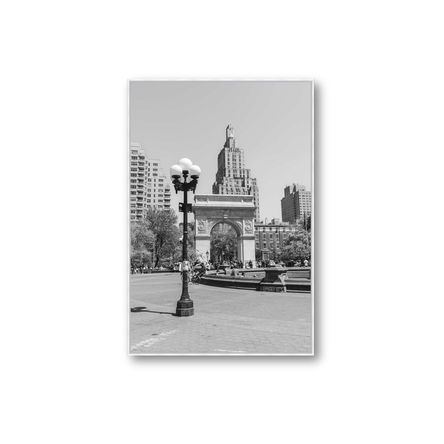 Pole Position New York NYC Black & White wall art Extra Large fine art canvas in white float frame