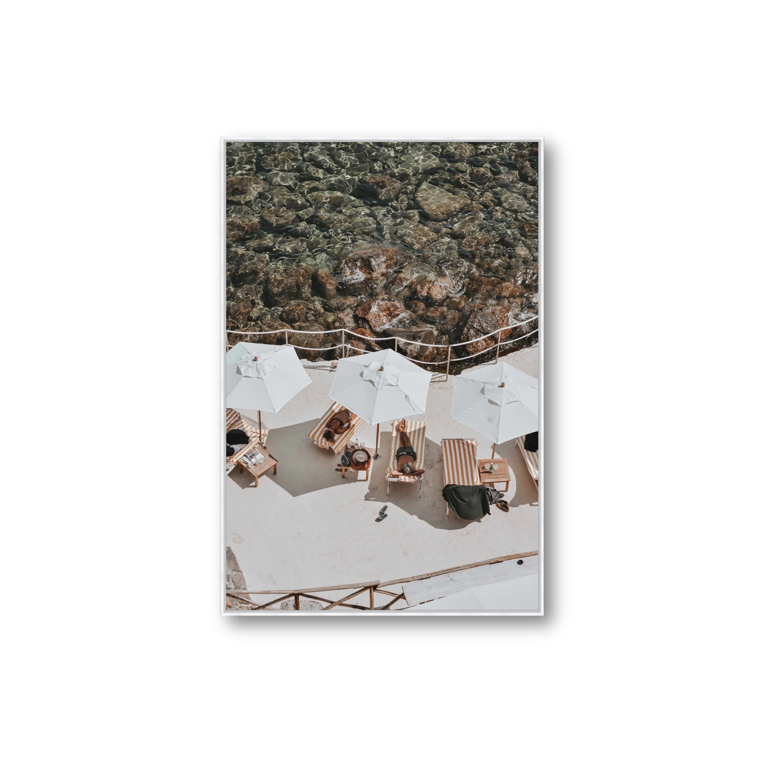 When Harry Met Sally Tuscany coastal wall art Extra Large fine art canvas in white float frame