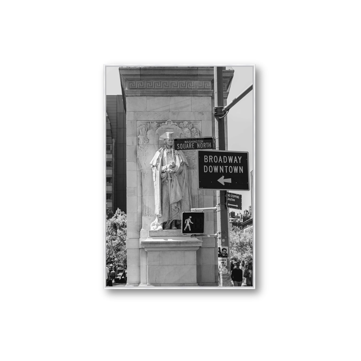 Silent Sentinels New York NYC Black & White wall art Extra Large fine art canvas in white float frame