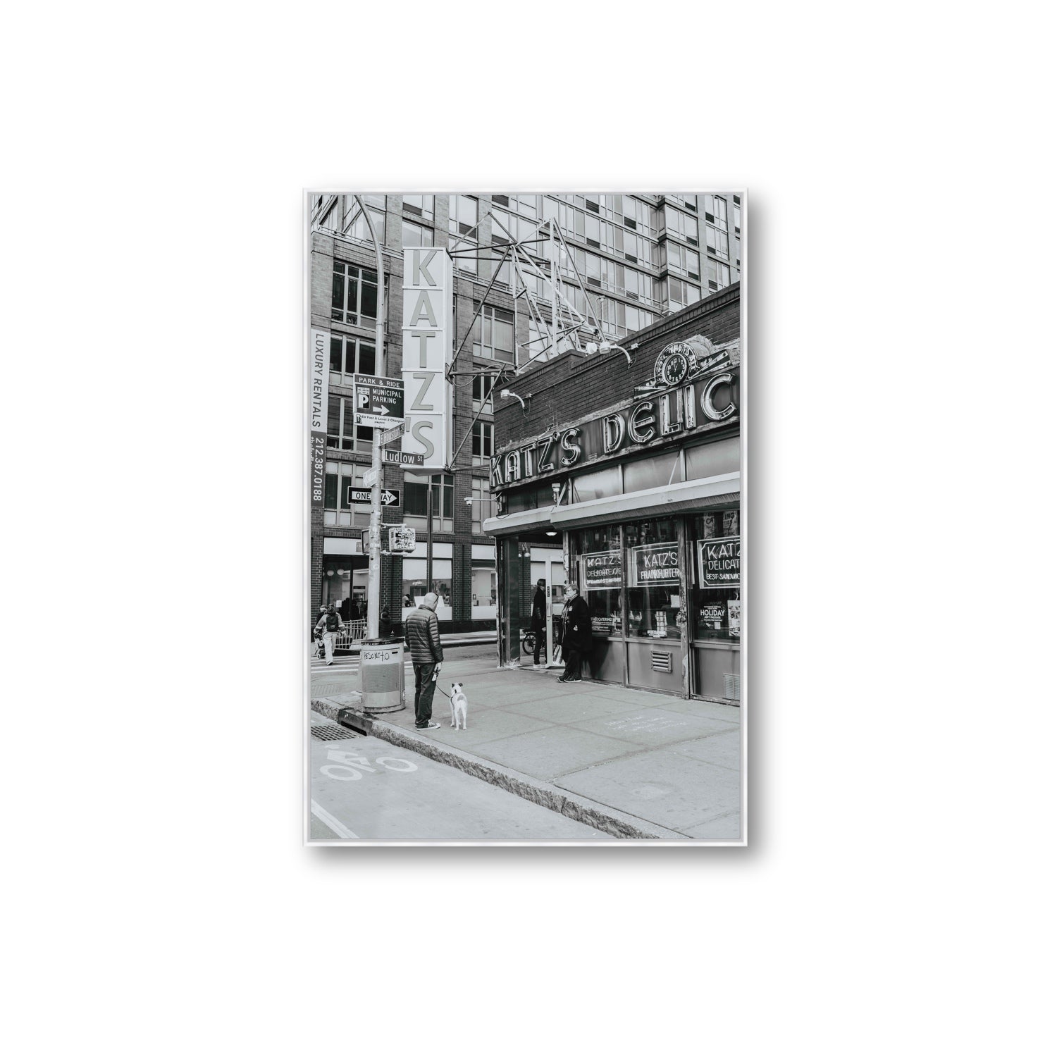 Graphite Gotham New York NYC Black & White wall art Extra Large fine art canvas in white float frame