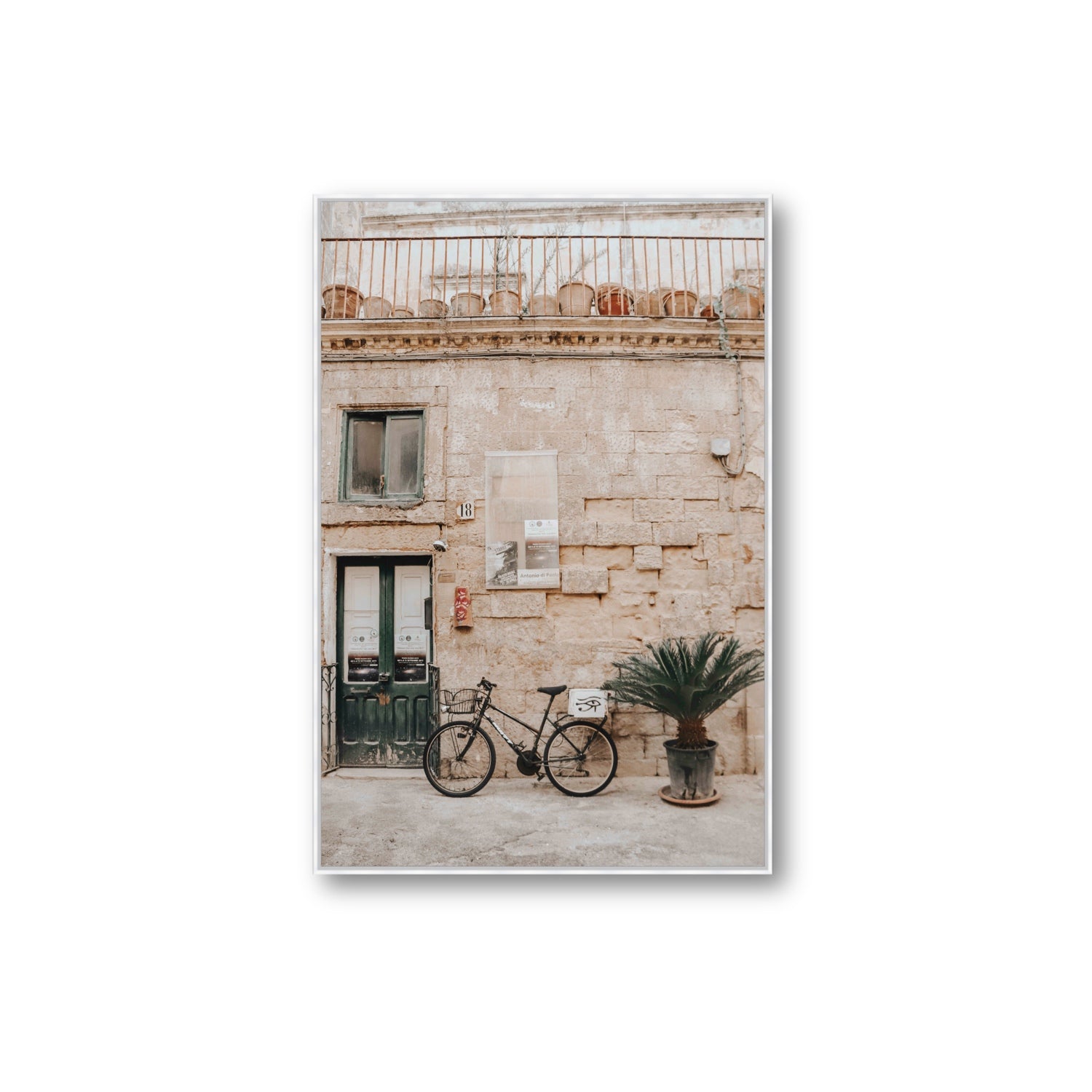 Golden Facades Puglia Lecce Italian wall art Extra Large fine art canvas in white float frame