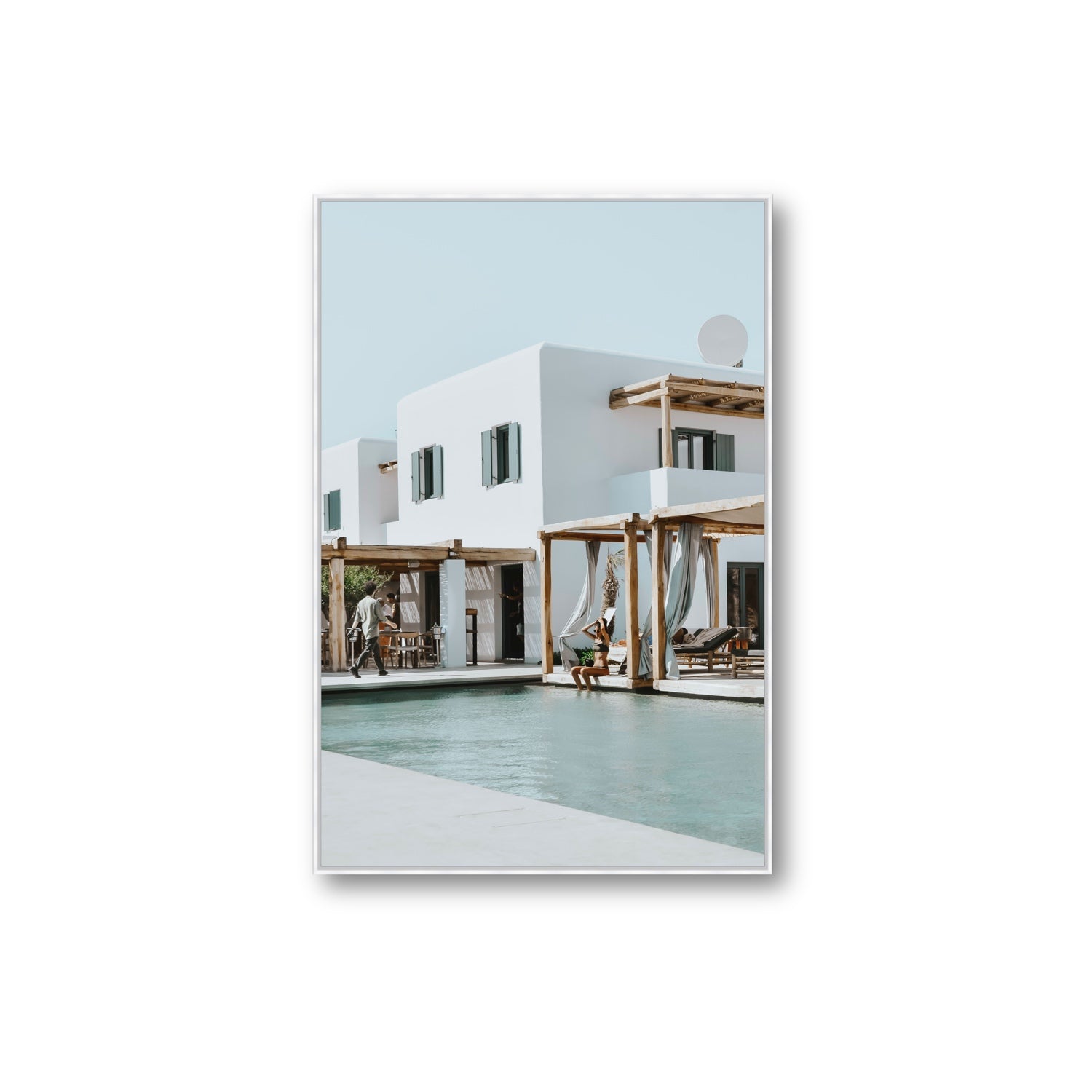 Aphrodite Mykonos Greek island wall art Extra Large fine art canvas in white float frame