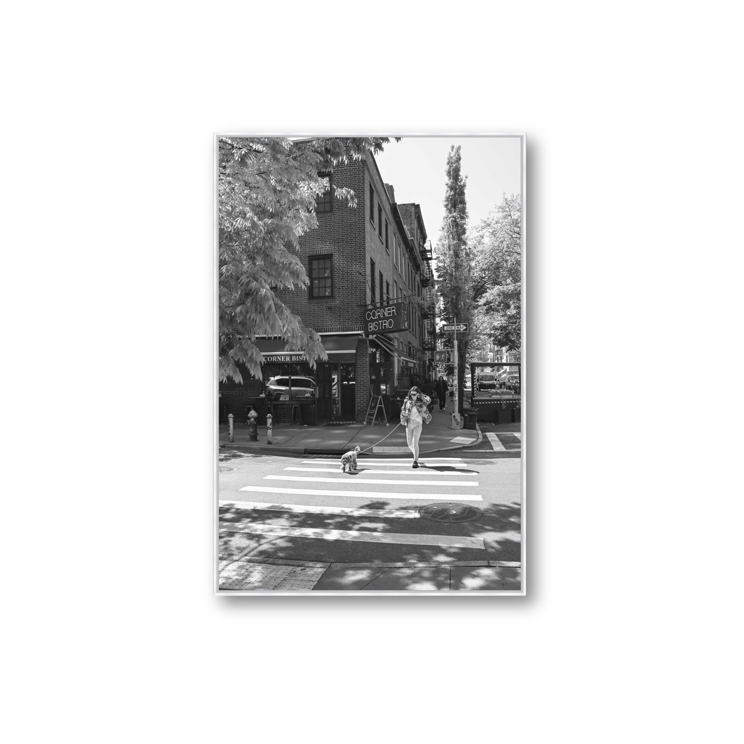Sunlit Stroll New York NYC Black & White wall art Extra Large fine art canvas in white float frame