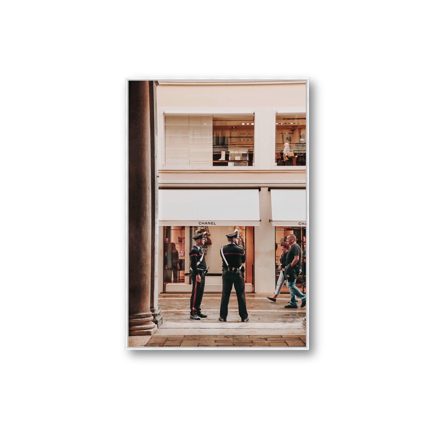 Style Police Venice Italian wall art Extra Large fine art canvas in white float frame