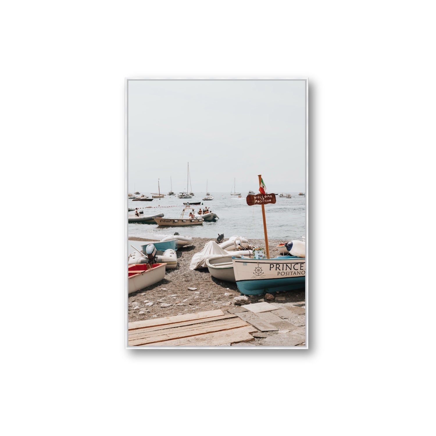 Coming Home fine art print, Positano, Italy, Extra Large, White Float Frame, Fine Art Canvas