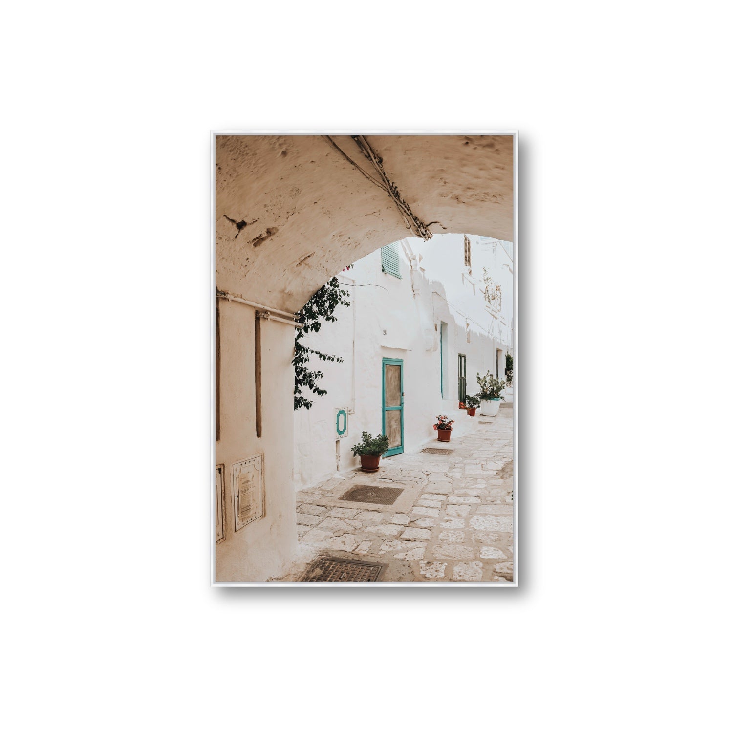 La Citta Bianca Puglia La Città Bianca wall art Extra Large fine art canvas in white float frame