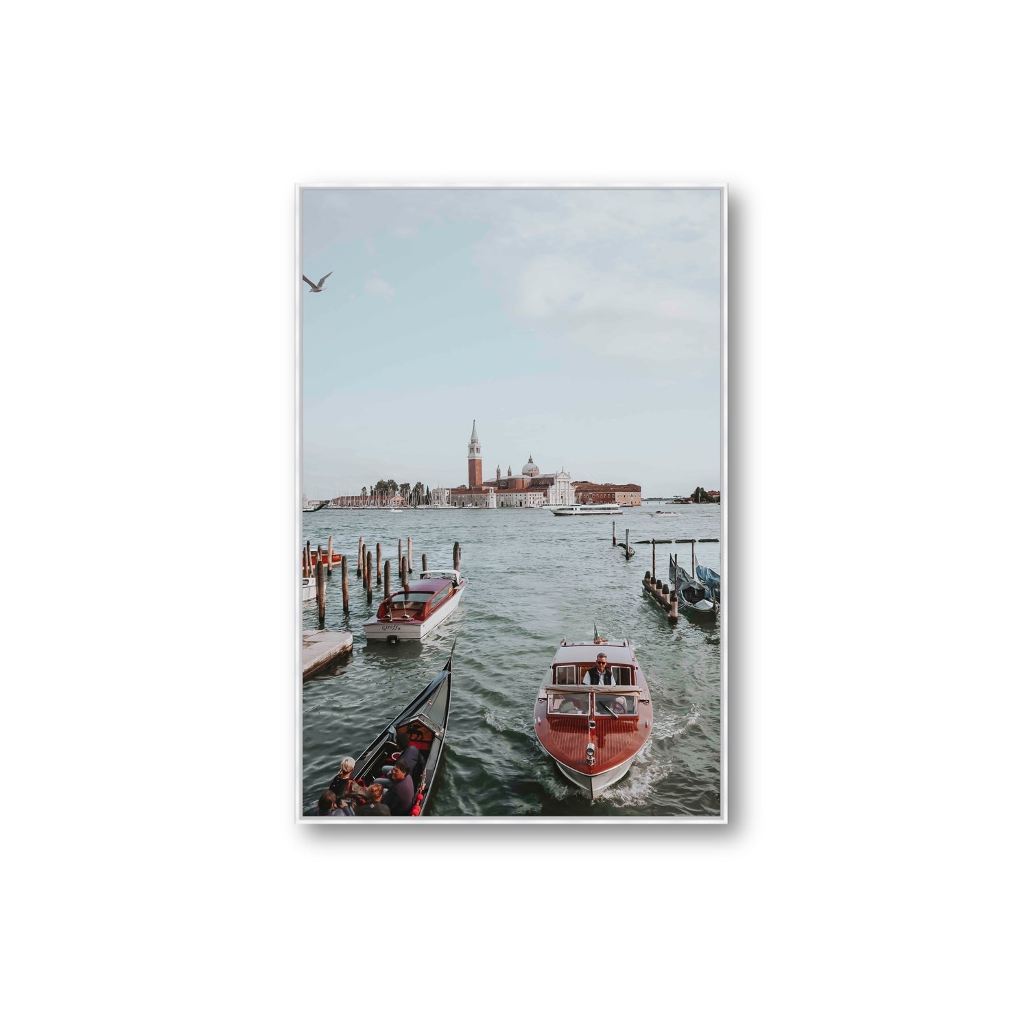 Galleggiante Venice Italian wall art Extra Large fine art canvas in white float frame