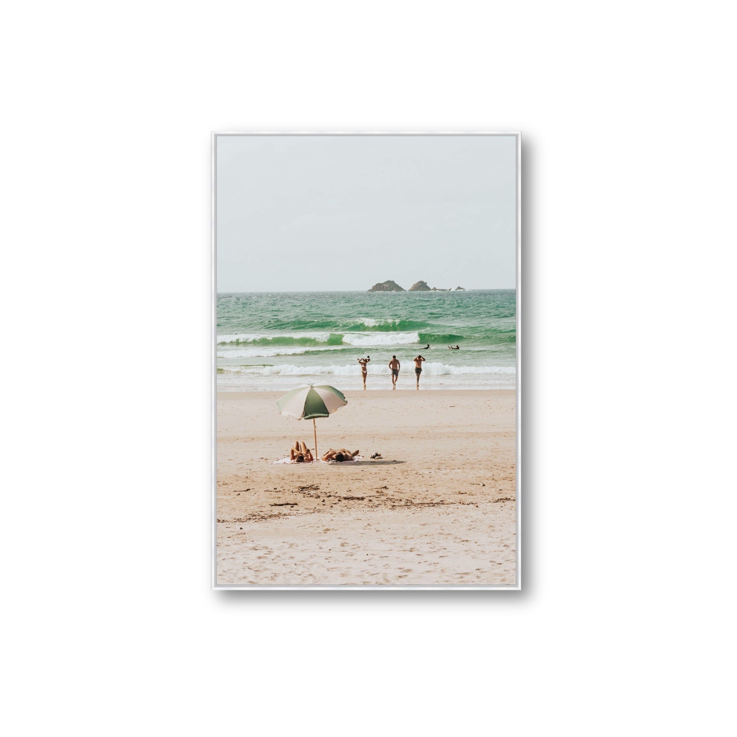 Escape The Ordinary Byron Bay coastal decor wall art Extra Large fine art canvas in white float frame
