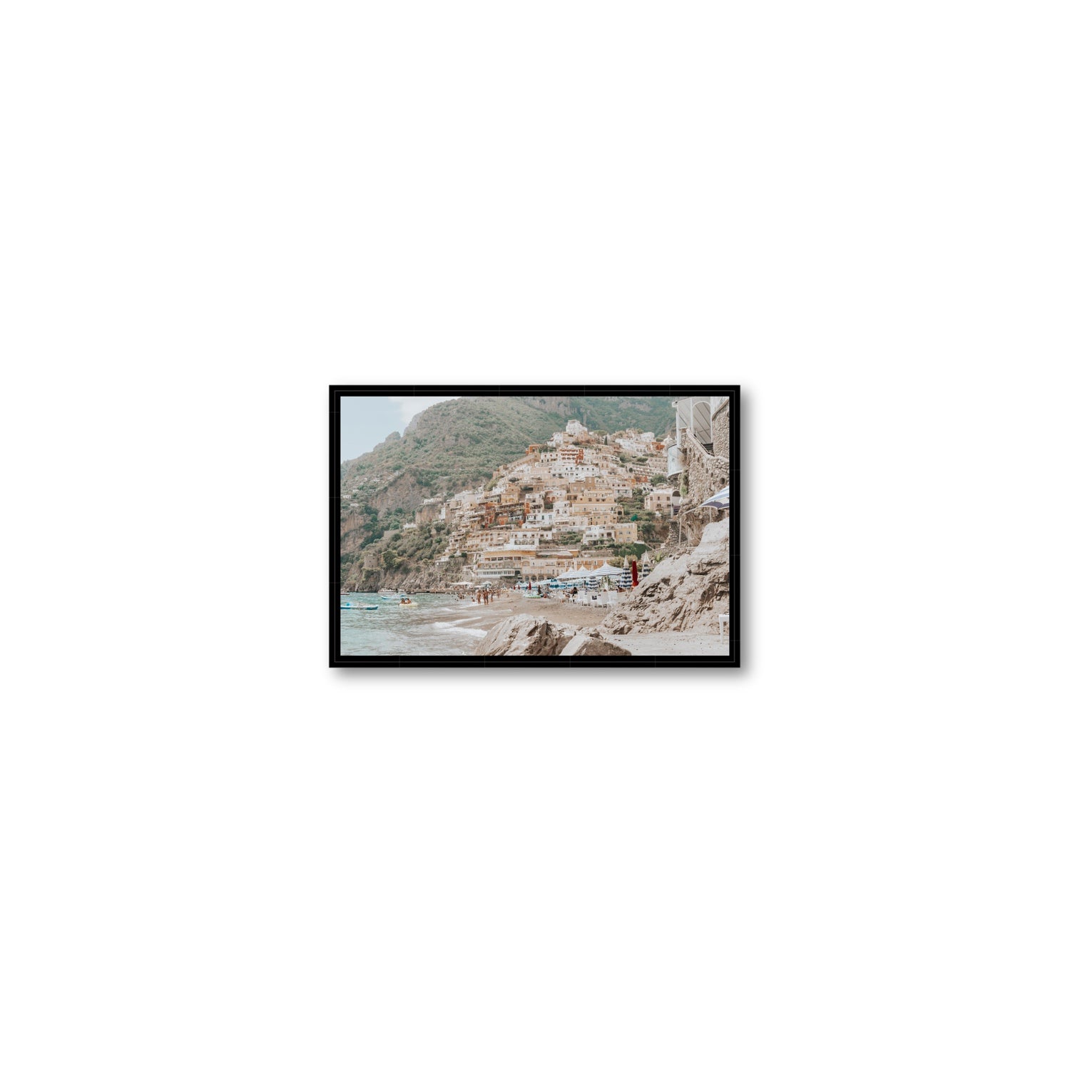 Sogno di Positano fine art print, Positano, Italy, Small, Black Float Frame, Fine Art Canvas