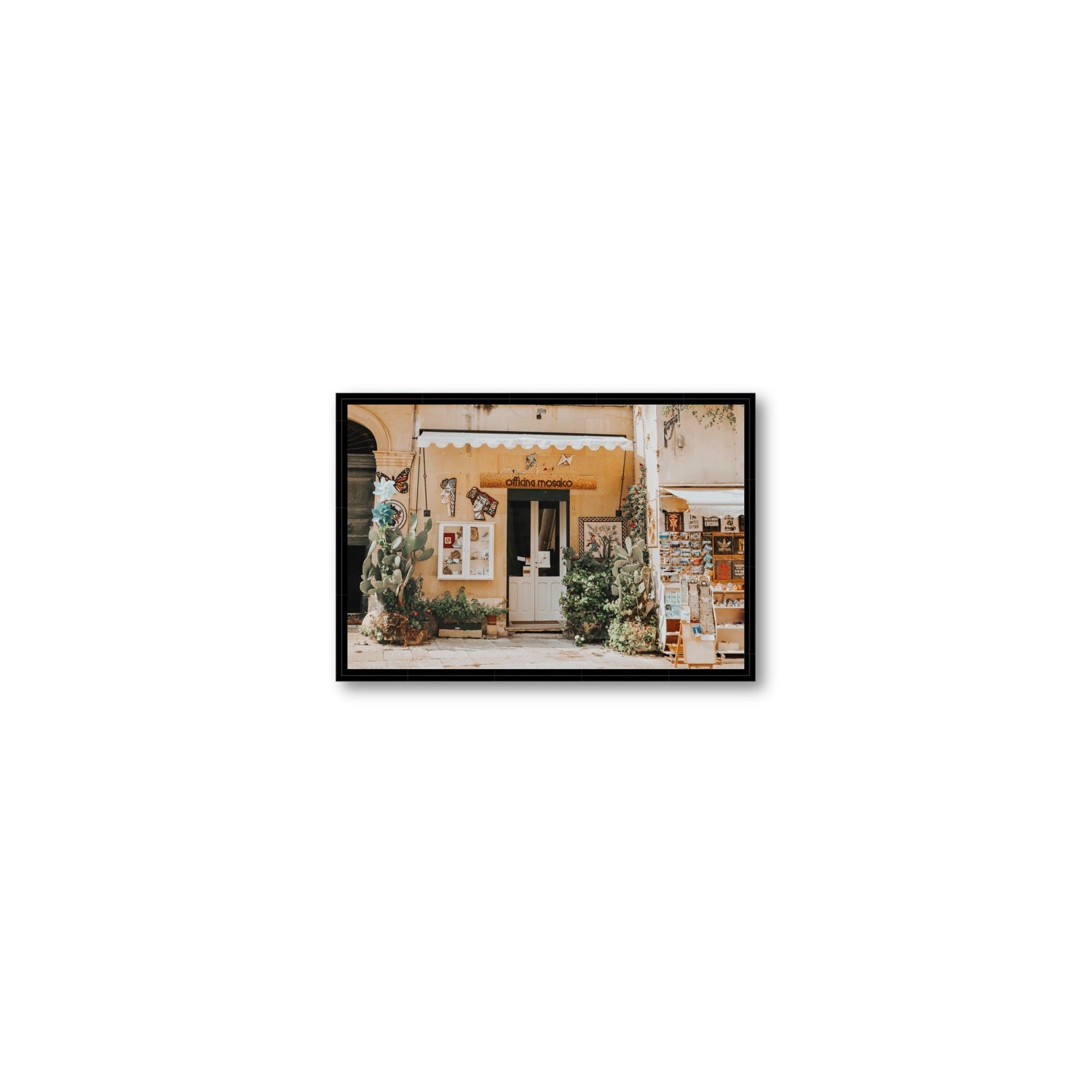 Mosaic Workshop Puglia Italian wall art Small fine art canvas in black float frame