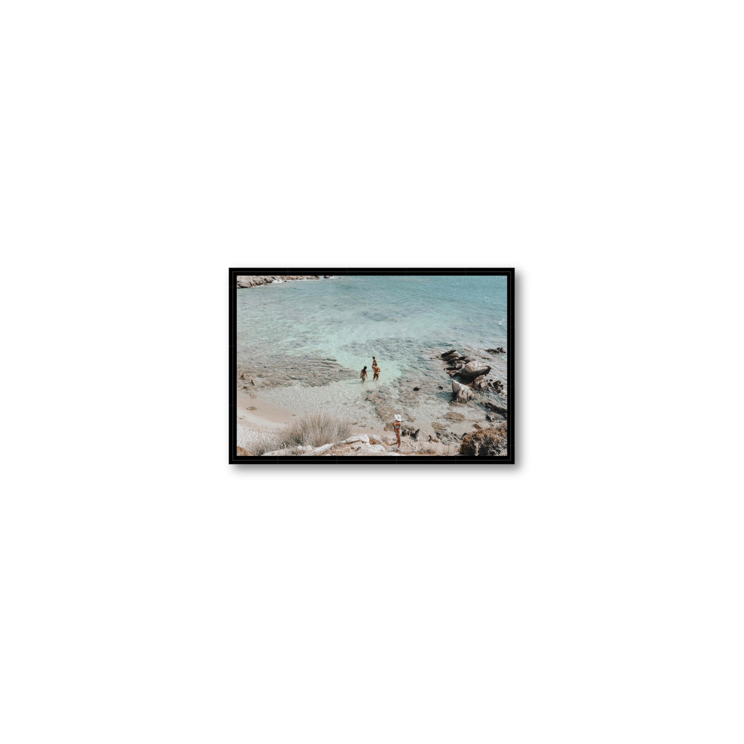 Easy On The Eyes Mykonos Greek island wall art Small fine art canvas in black float frame