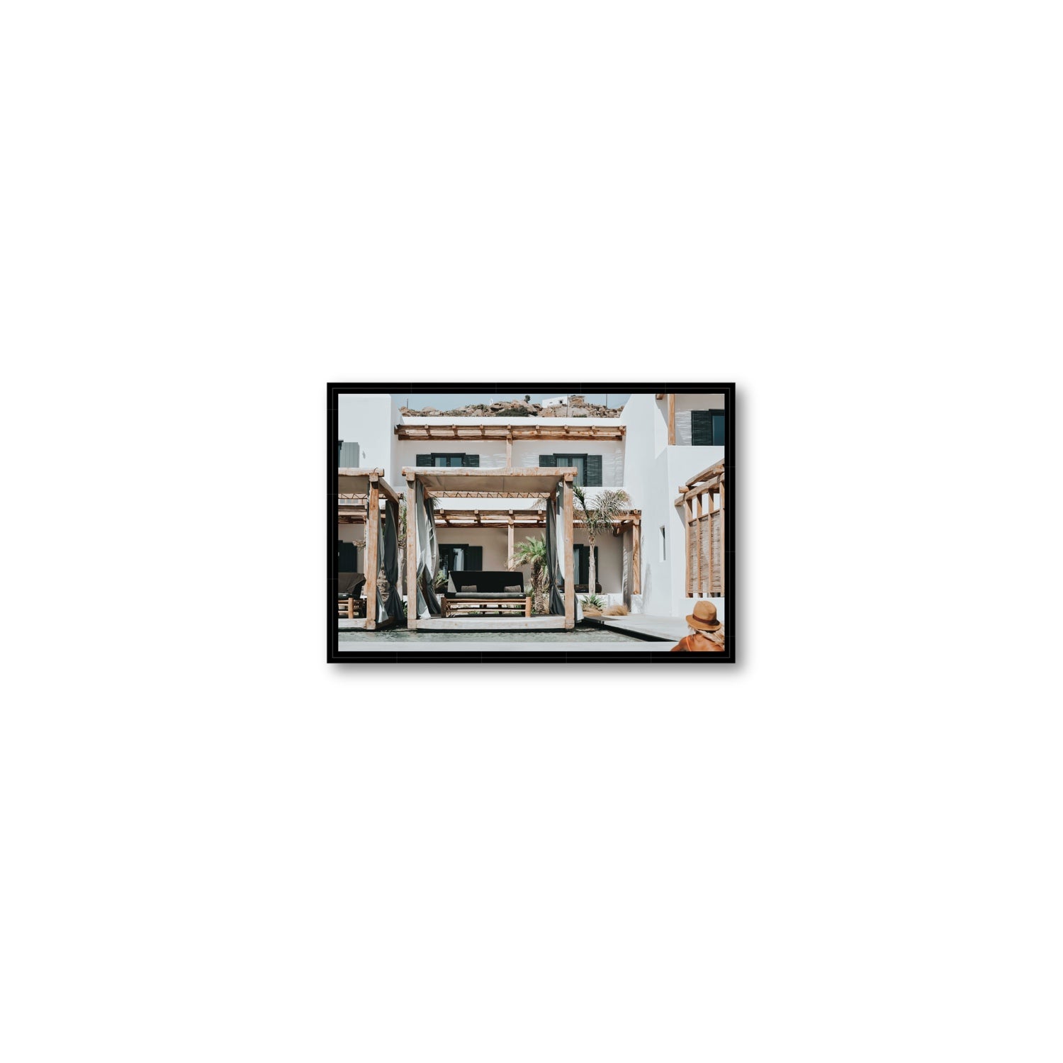 Dream Villa fine art print, Mykonos, Greece, Small, Black Float Frame, Fine Art Canvas