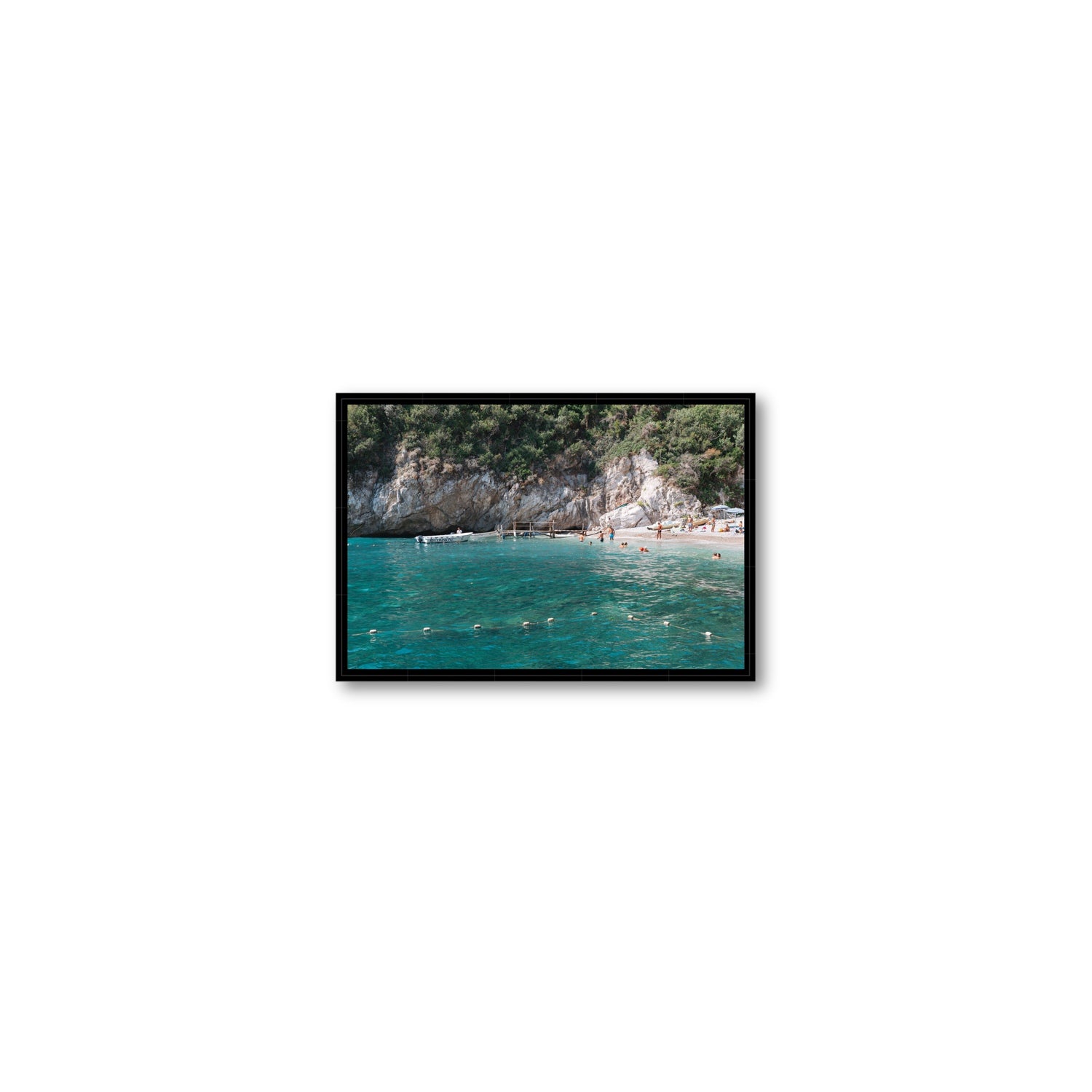 Azure Abyss Nerano wall art Small fine art canvas in black float frame