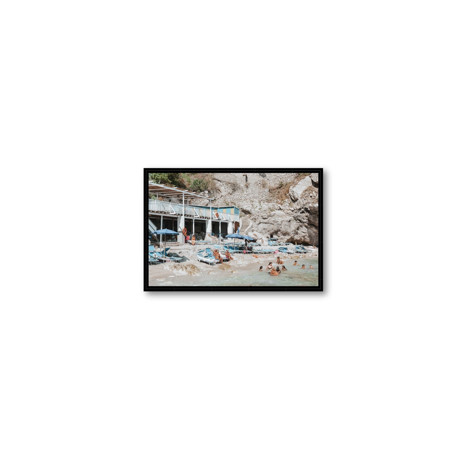 Beachside Bronze fine art print, Capri, Italy, Small, Black Float Frame, Fine Art Canvas