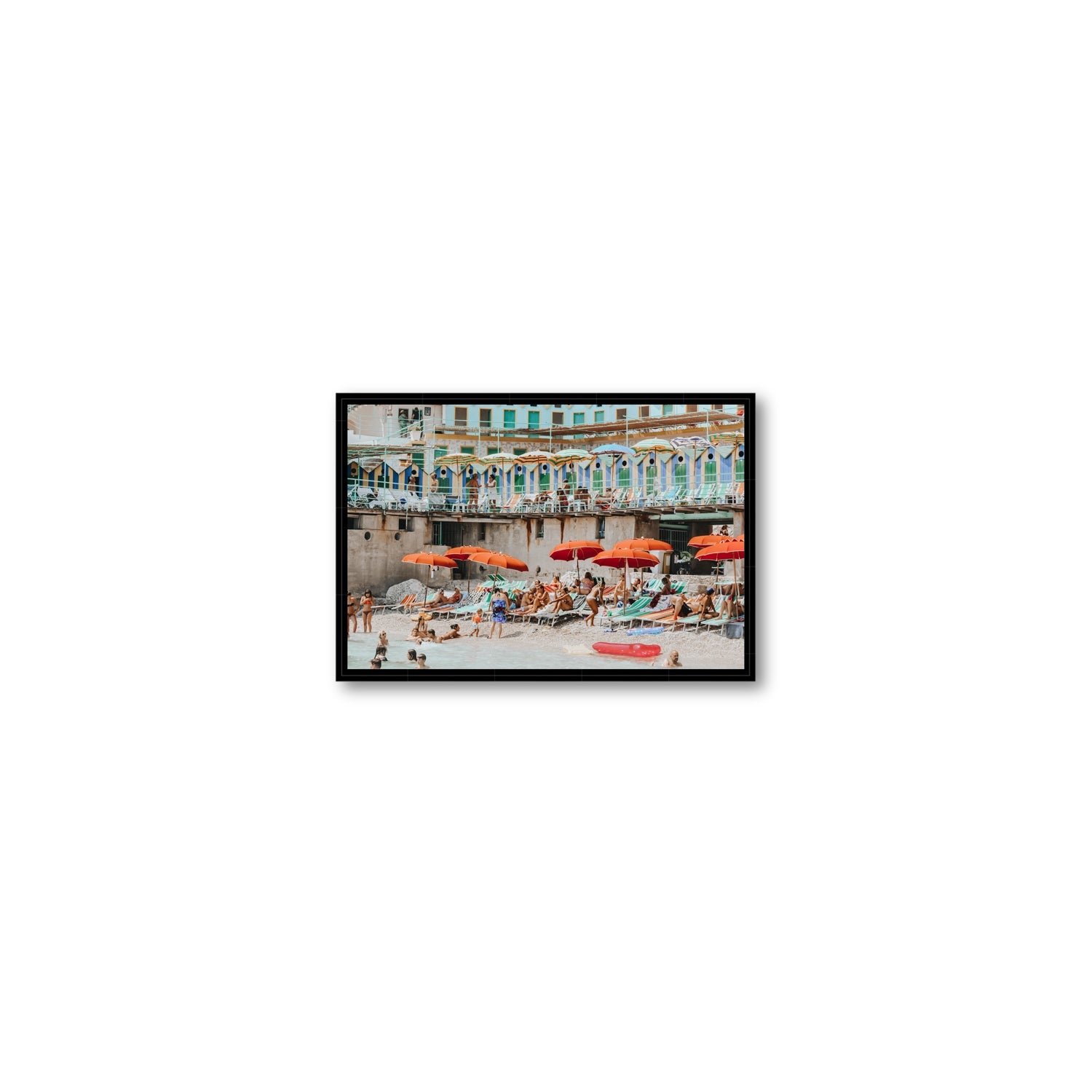 Umbrella Fiesta fine art print, Capri, Italy, Small, Black Float Frame, Fine Art Canvas