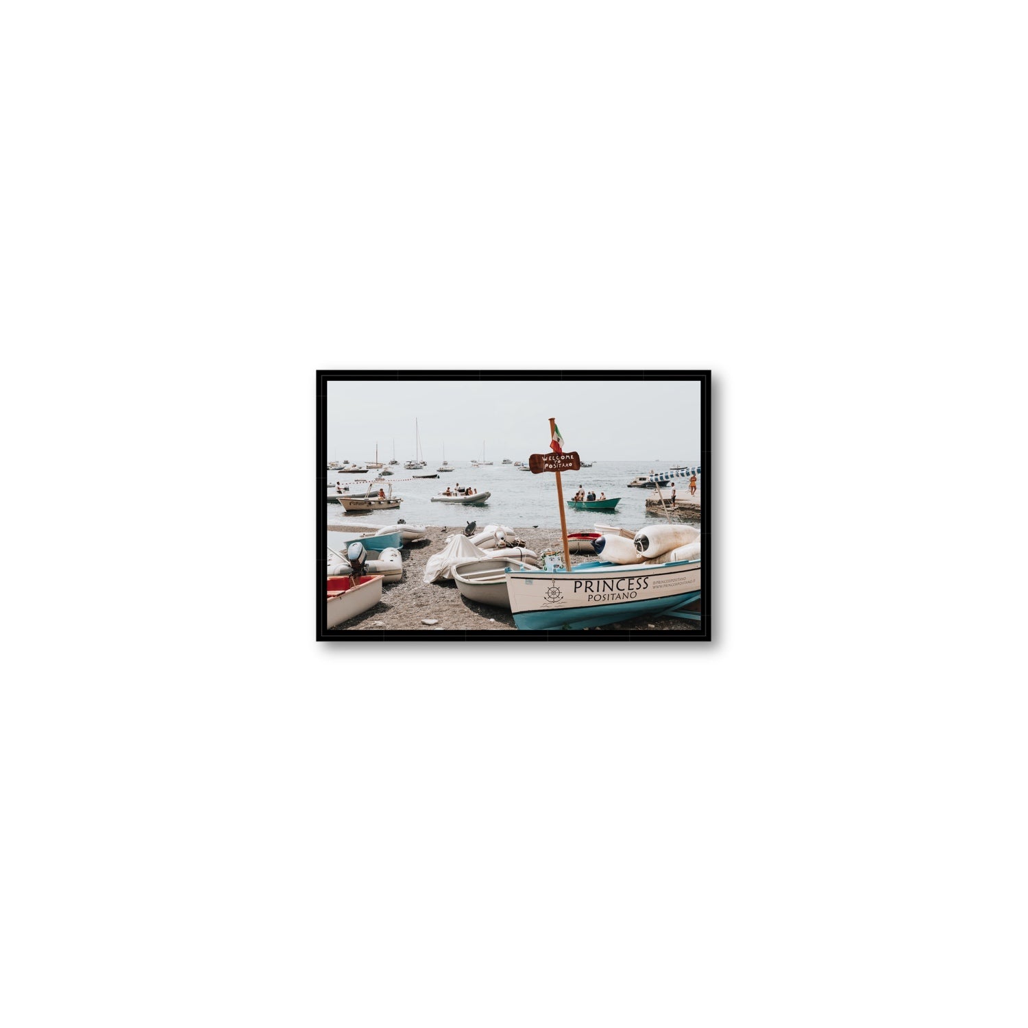 Princess Positano fine art print, Positano, Italy, Small, Black Float Frame, Fine Art Canvas