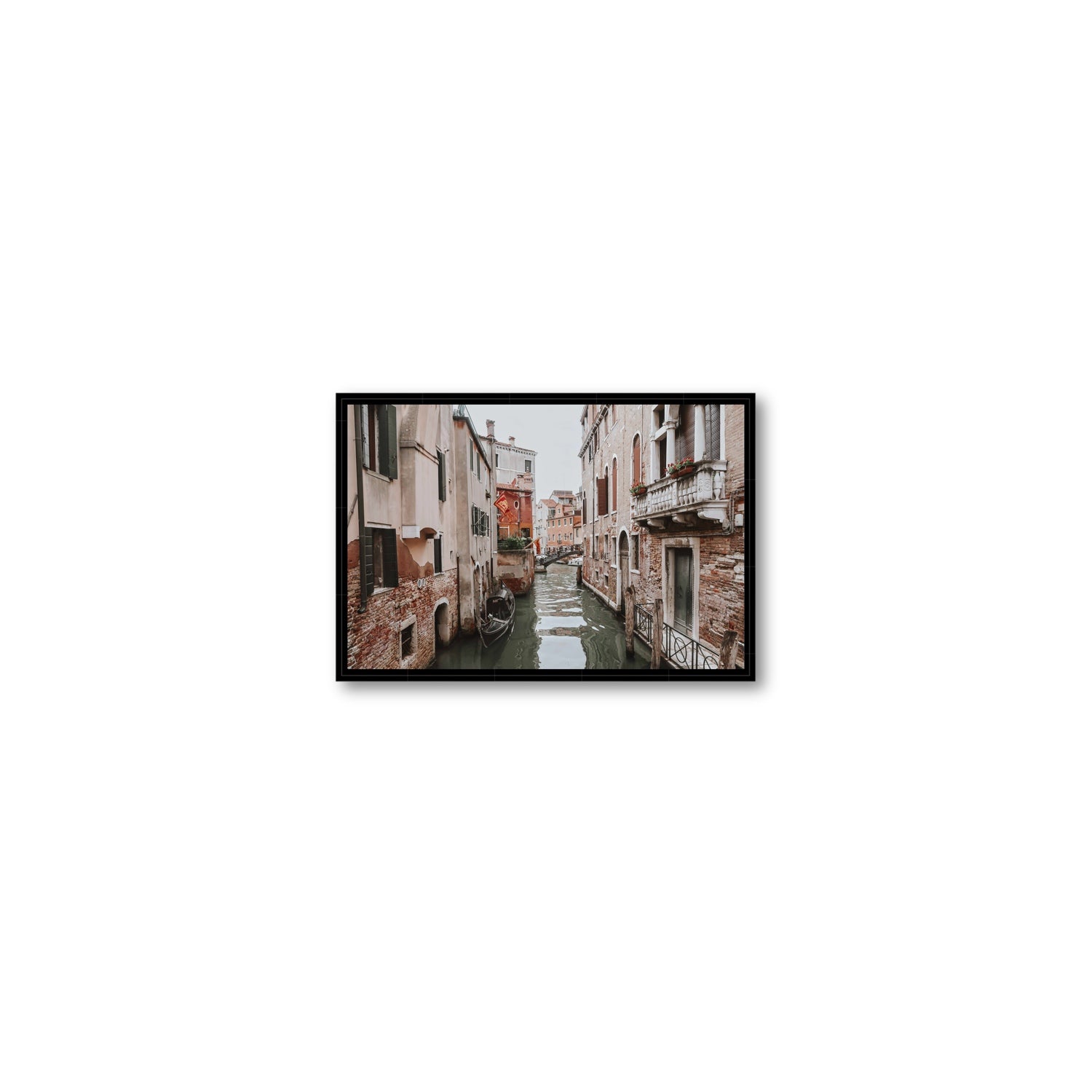 Venetian Gothic Venice Canal Italian wall art Small fine art canvas in black float frame