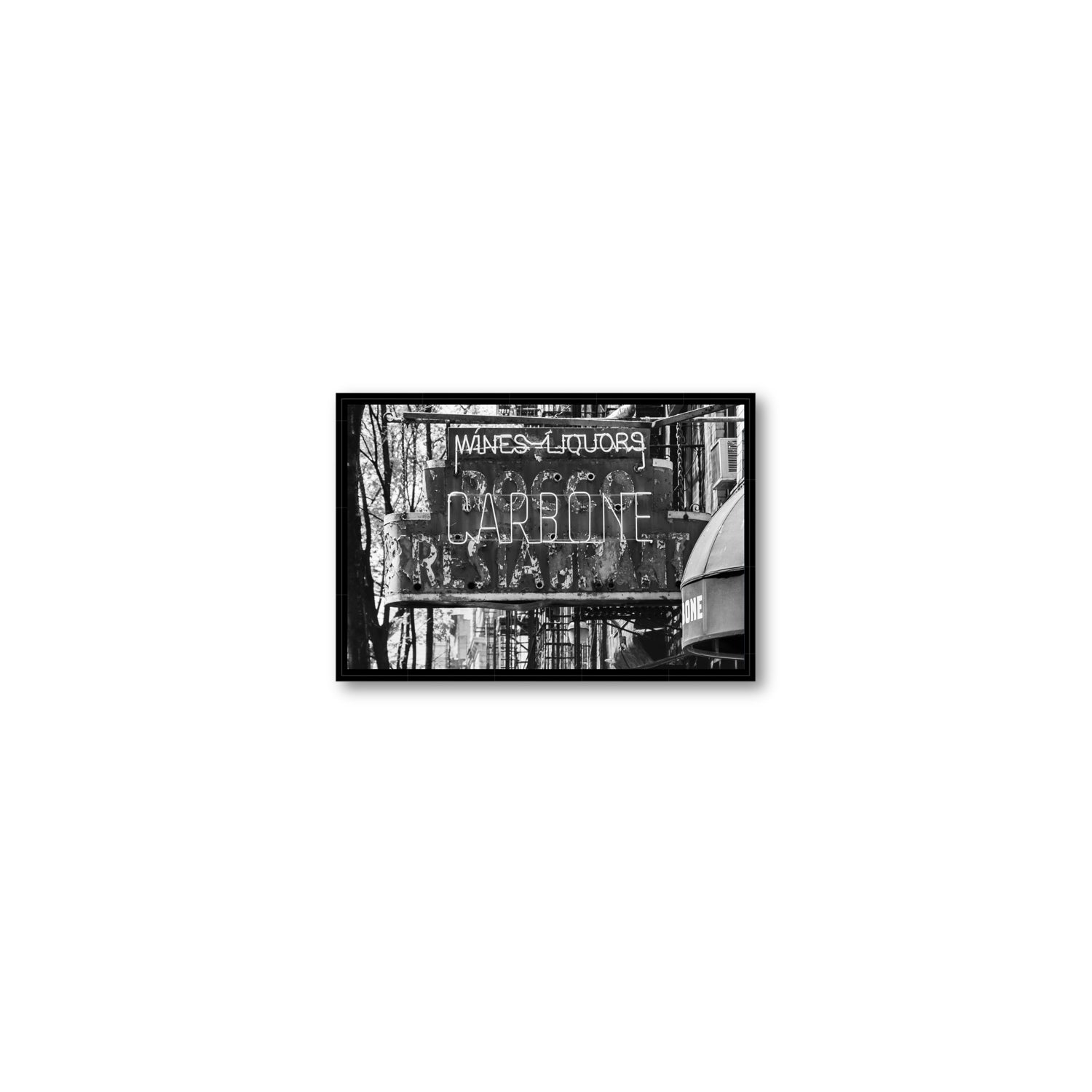 Thompson Street New York NYC Black & White wall art Small fine art canvas in black float frame