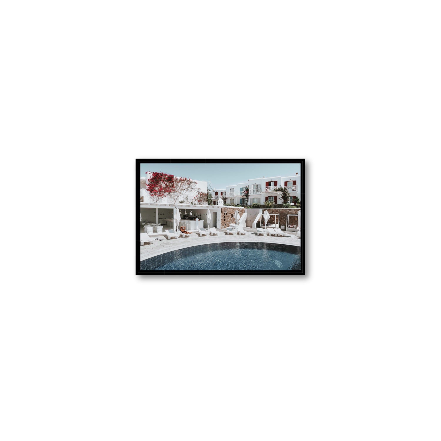 Got The First Lounge fine art print, Mykonos, Greece, Small, Black Float Frame, Fine Art Canvas