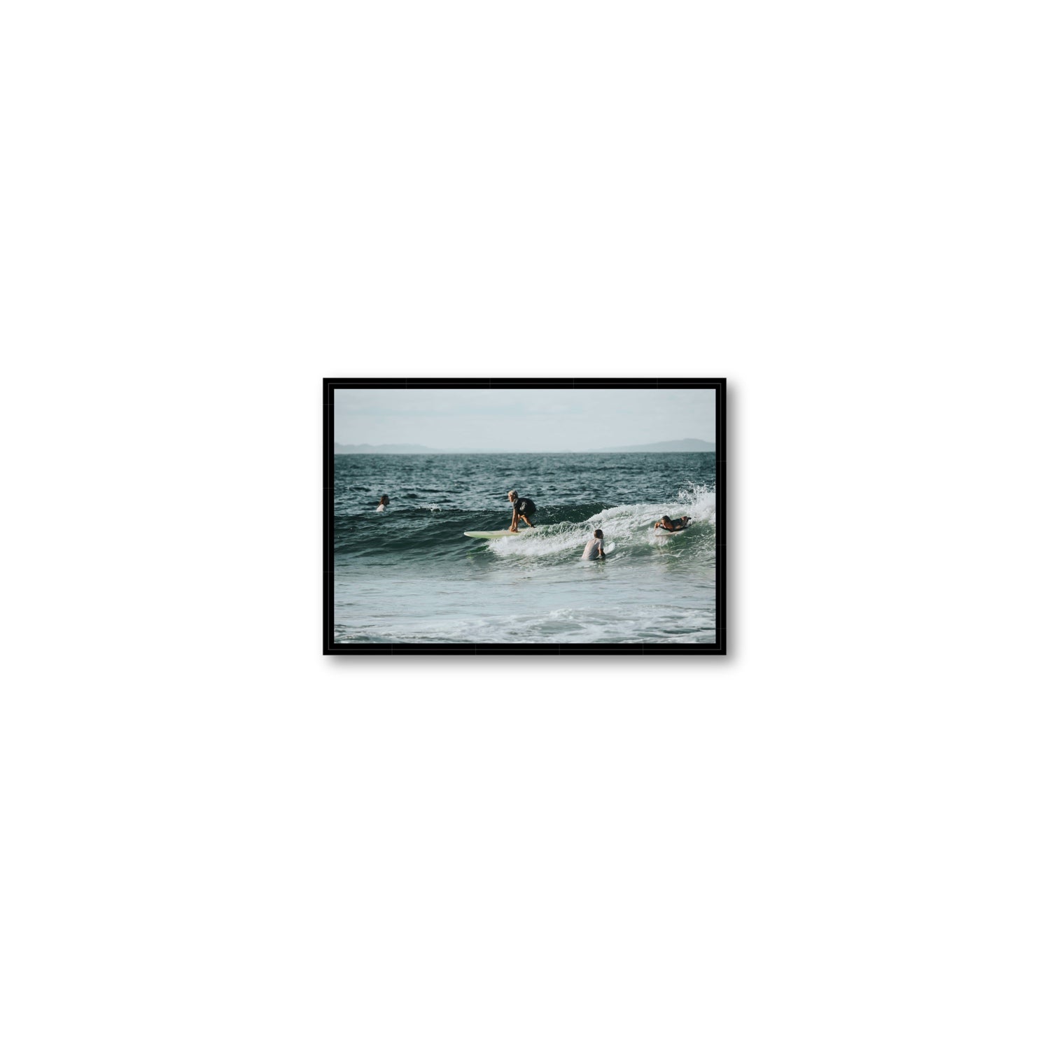The Boys of Summer Byron Bay Surf coastal wall art Small fine art canvas in black float frame