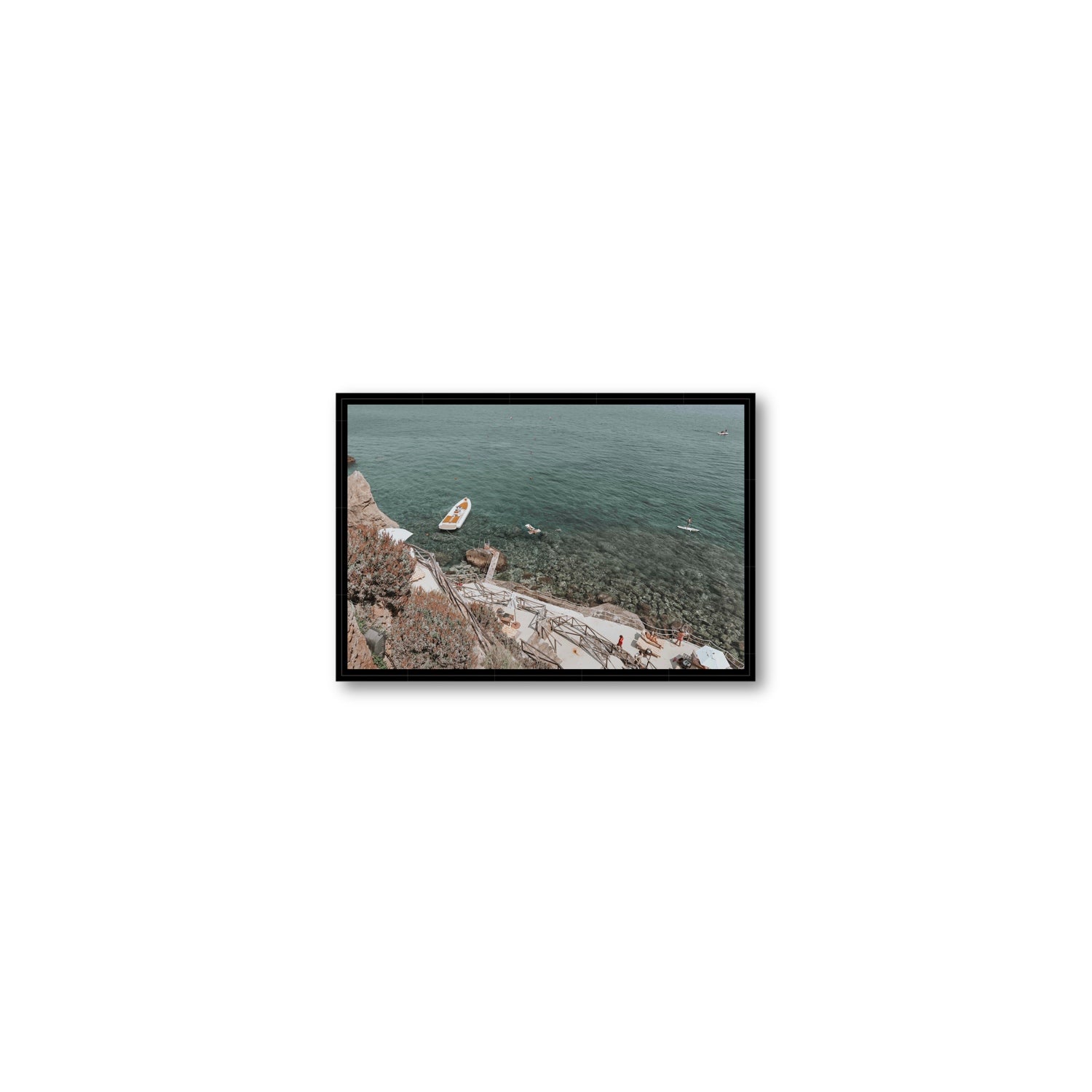 The Lagoon Tuscany coastal Italian wall art Small fine art canvas in black float frame