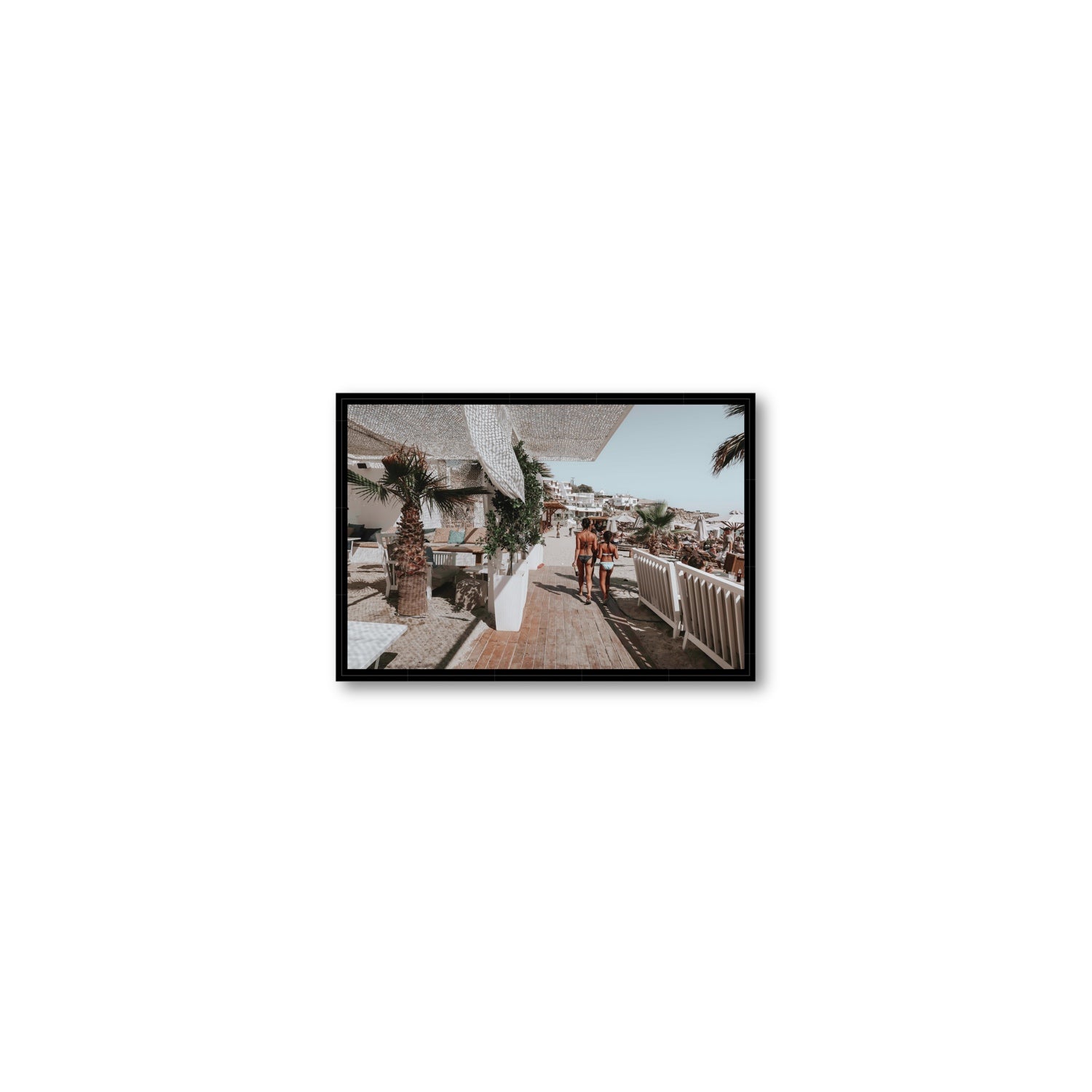 Mitera Kori Mykonos Greek island wall art Small fine art canvas in black float frame