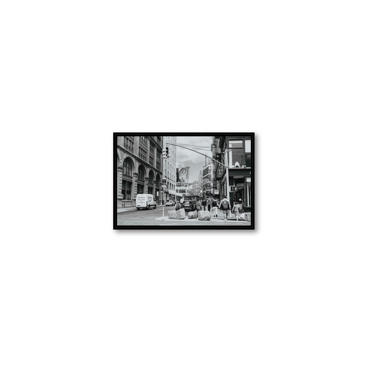Inkwell Metropolis New York NYC Black & White wall art Small fine art canvas in black float frame