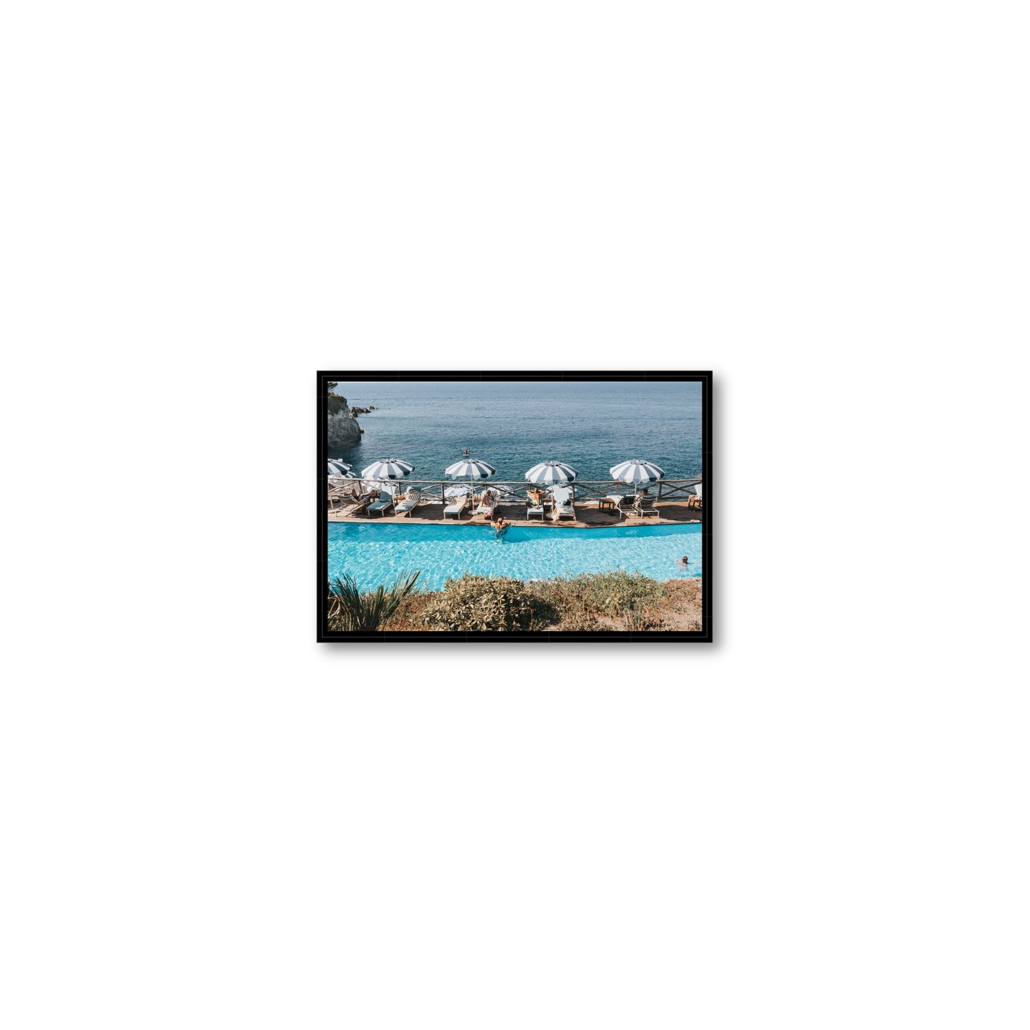 Hues Of Blues fine art print, Ischia, Italy, Small, Black Float Frame, Fine Art Canvas