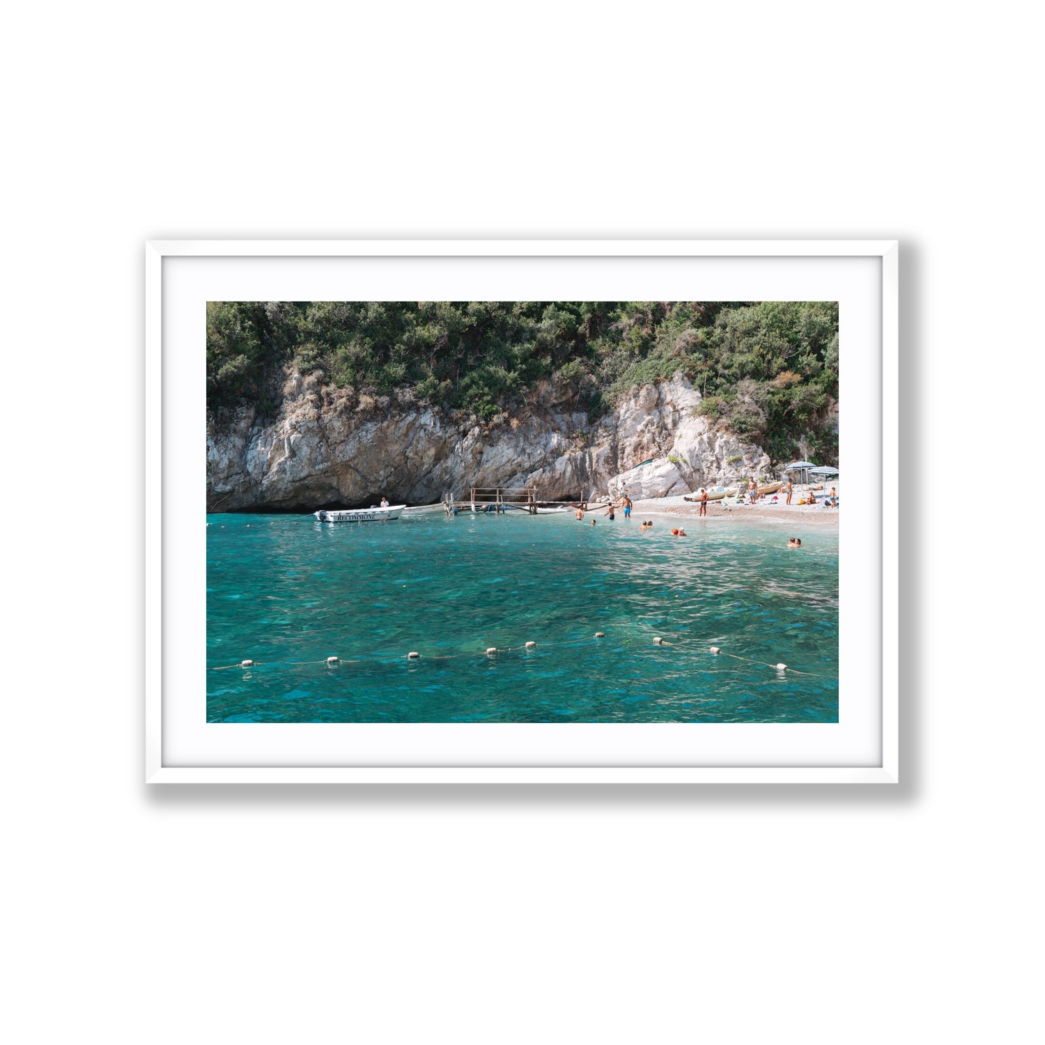 Azure Abyss Nerano wall art Extra Large fine art print in white frame with matboard
