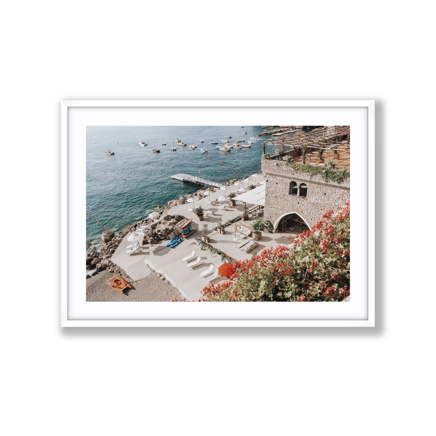 Floral Fortress fine art print, Amalfi, Italy, Extra Large, White Frame · Matboard, Fine Art Print