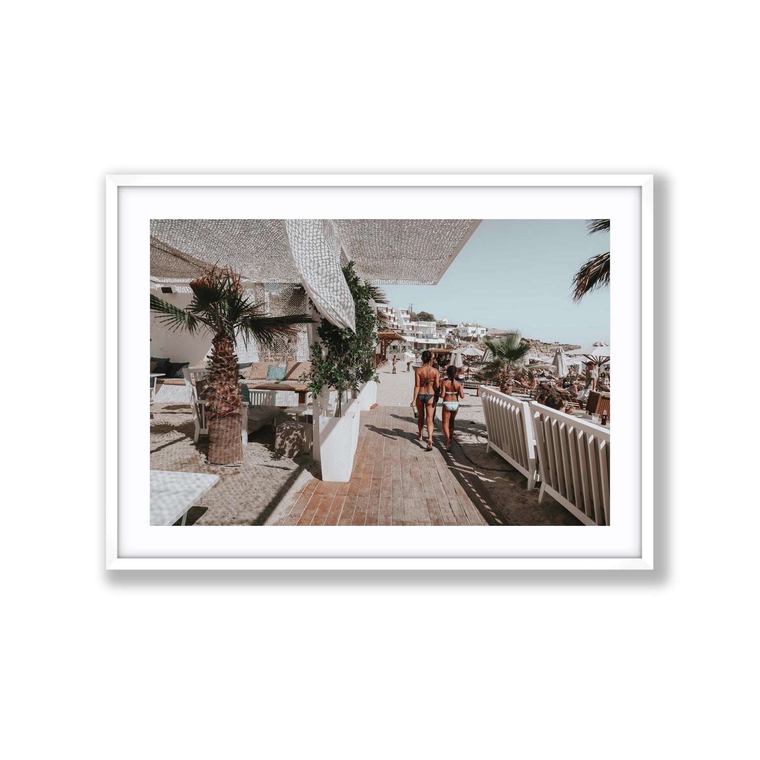 Mitera Kori Mykonos Greek island wall art Extra Large fine art print in white frame with matboard