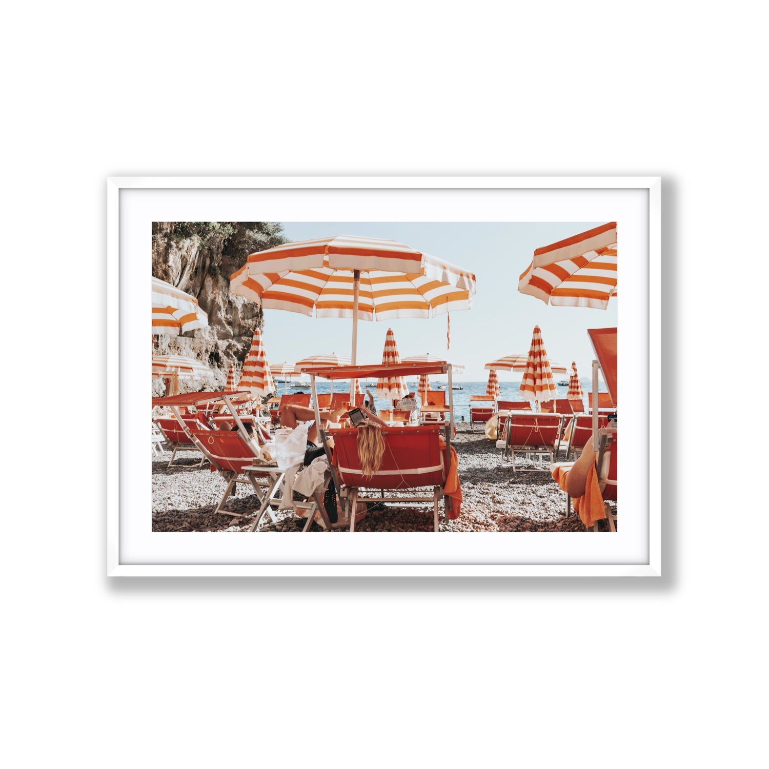 Digital Dreamer fine art print, Positano, Italy, Extra Large, White Frame · Matboard, Fine Art Print