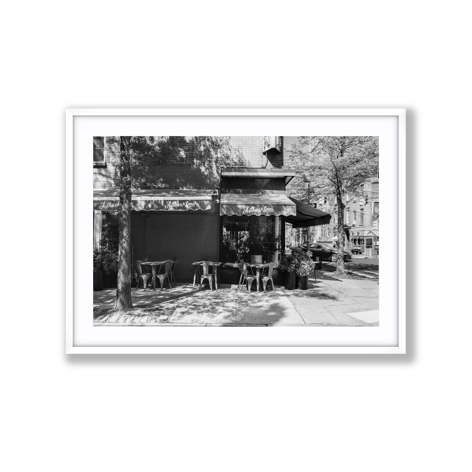 Arthur's Corner New York NYC Restaurant wall art Extra Large fine art print in white frame with matboard