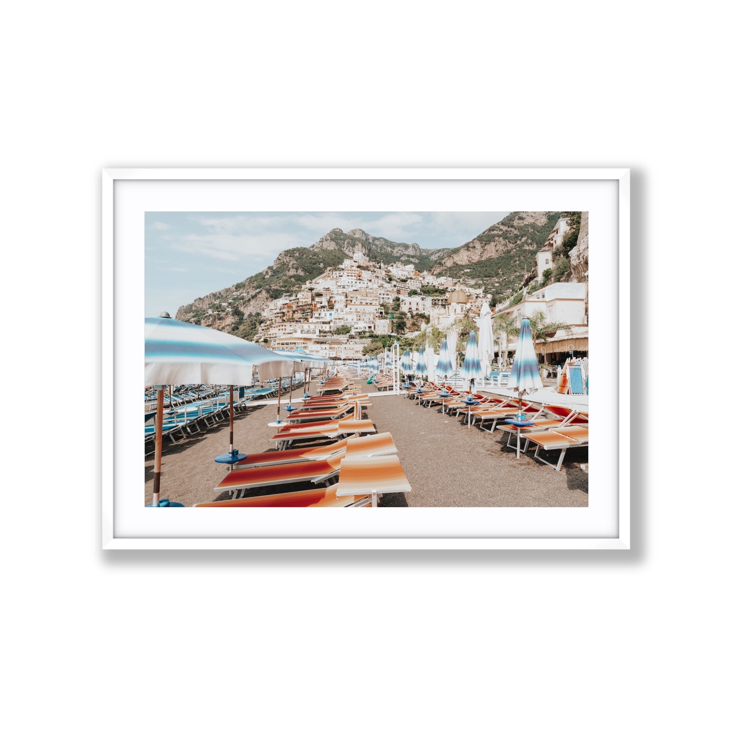 Spiaggia Grande fine art print, Positano, Italy, Extra Large, White Frame · Matboard, Fine Art Print