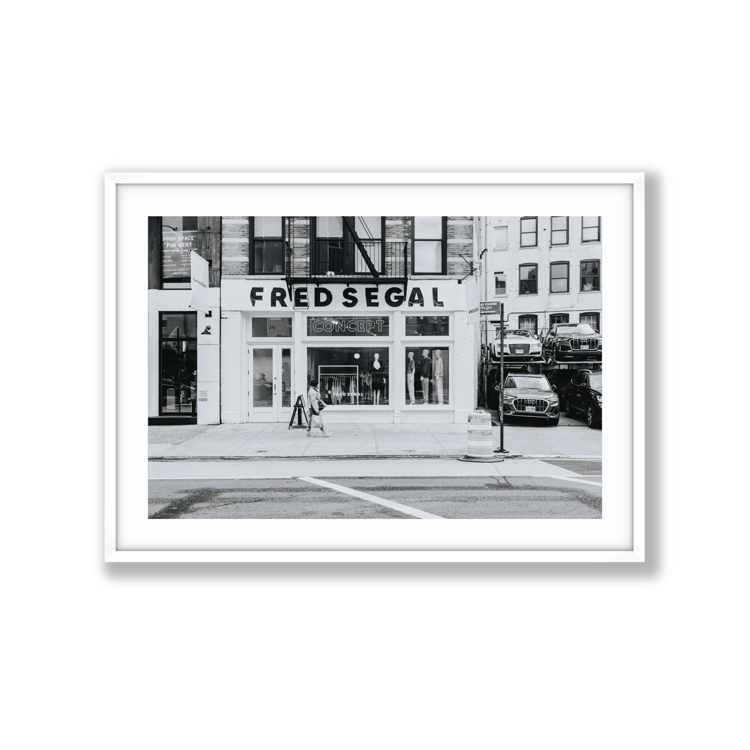 Noir York New York NYC Black & White wall art Extra Large fine art print in white frame with matboard