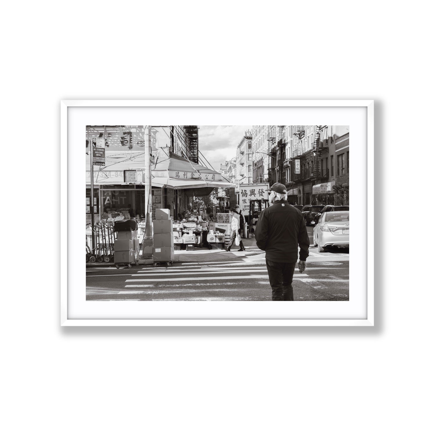 Chinatown New York NYC Street wall art Extra Large fine art print in white frame with matboard
